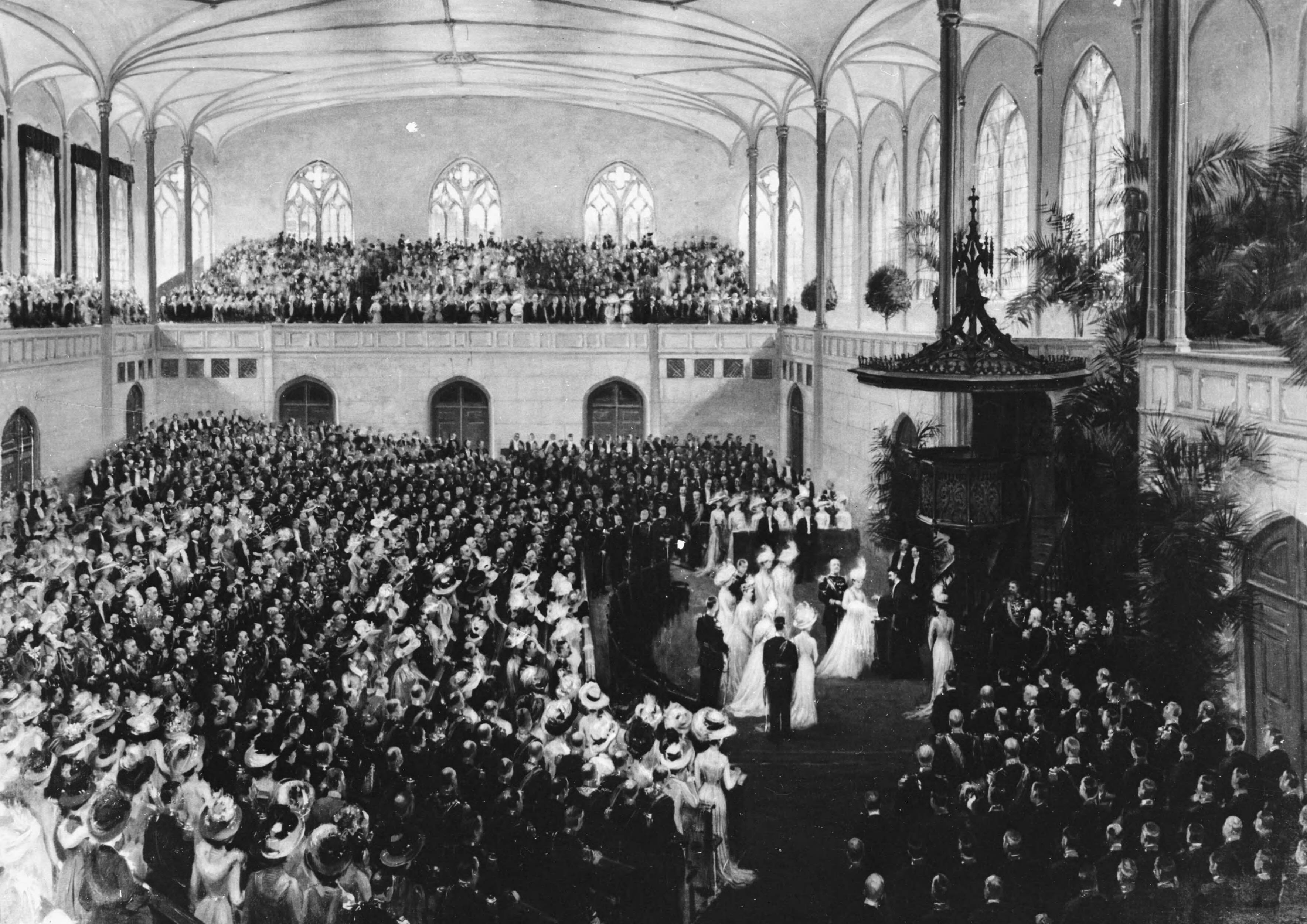 Fotocollectie RVD / Koninklijk Huis — Doop prinses Juliana in de Willemskerk te Den Haag, 05-06-1909 — Foto: Onbekend / RVD. Licentie: Set B: Rechtenvrij / Publiek Domein. Bron: Nationaal Archief. http://hdl.handle.net/10648/afb34a40-d0b4-102d-bcf8-003048976d84