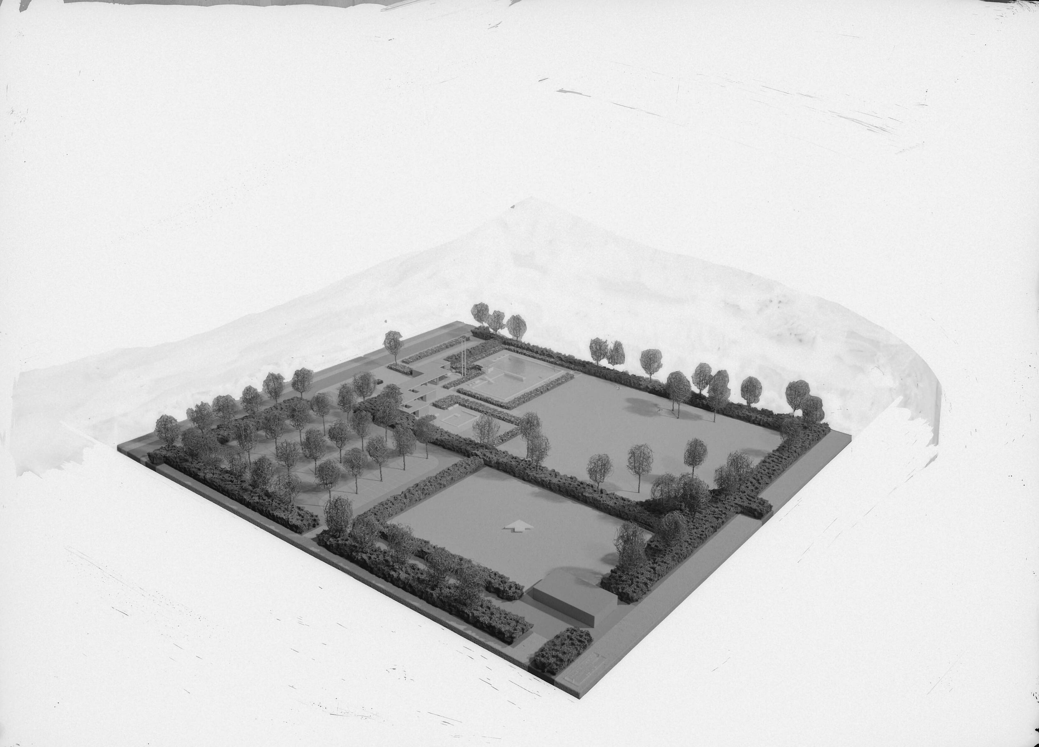 Fotocollectie Nederlandse Heidemaatschappij — Maquette zwembad Ten Boer — Foto: Wüllschleger, [...] / Heidemij. Licentie: Set B: Rechtenvrij / Publiek Domein. Bron: Nationaal Archief. http://hdl.handle.net/10648/ae7b021c-d0b4-102d-bcf8-003048976d84