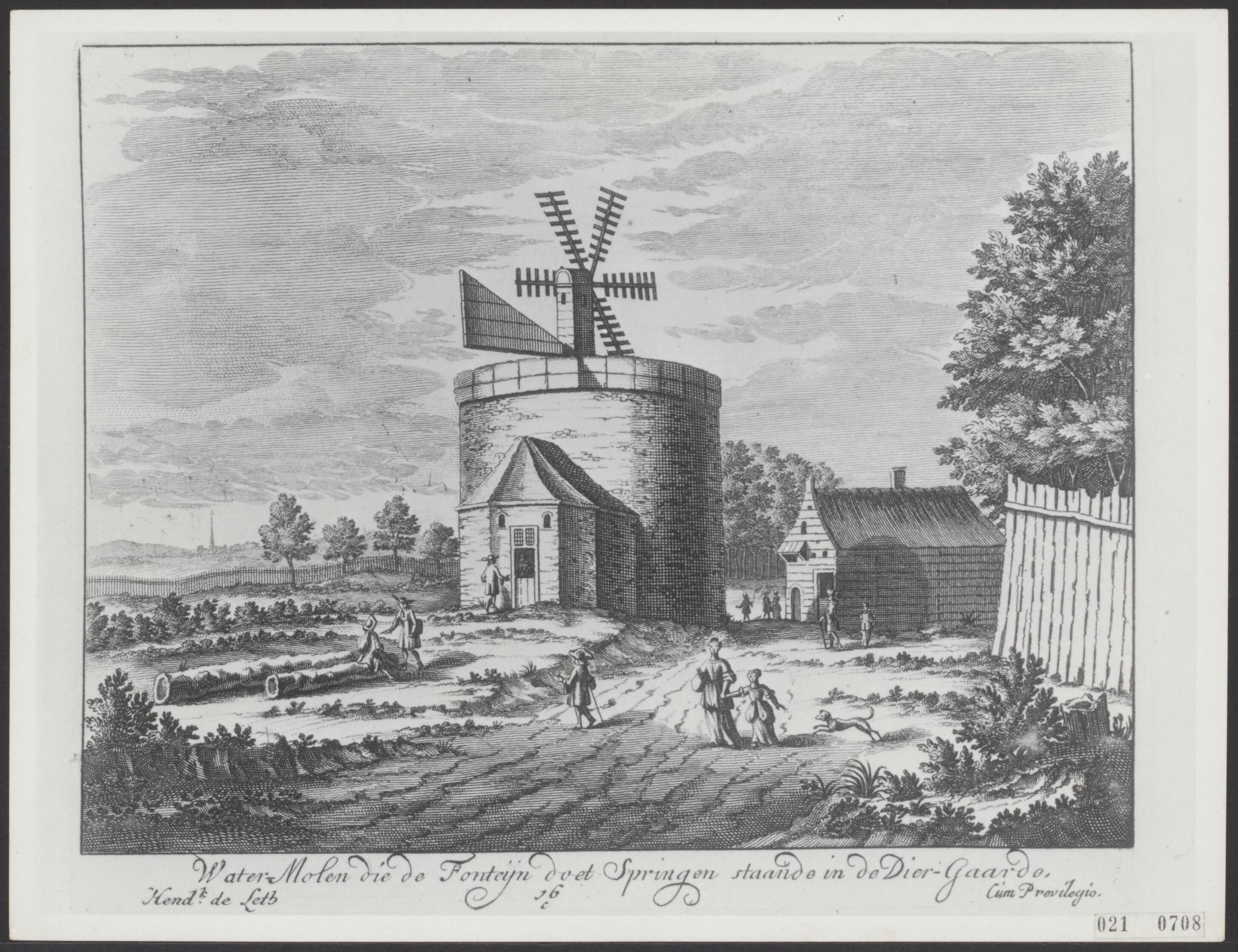 Fotocollectie Elsevier Binnenland — Tekening naar Hendrik de Leth "Watermolen die de Fonteijn doet springen staande in de Diergaarde" — Foto: Dienst Gemeentewerken Rotterdam. Licentie: Set B: Rechtenvrij / Publiek Domein. Bron: Nationaal Archief. http://hdl.handle.net/10648/adcfe8be-d0b4-102d-bcf8-003048976d84