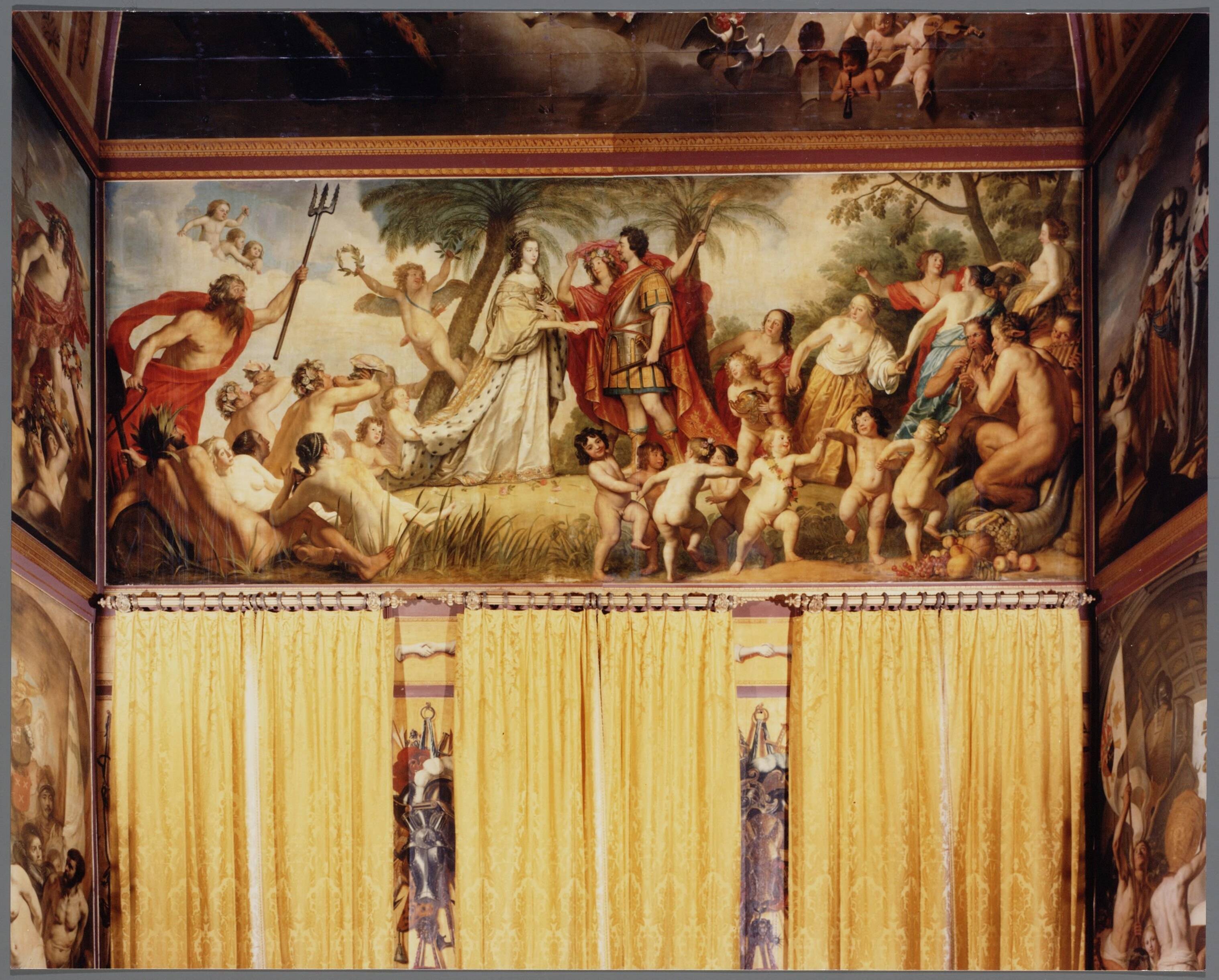 Paleis Huis ten Bosch te Den Haag — Oranjezaal. Schildering — Foto: Hofmeester, Bart / RVD. Licentie: Set B: Rechtenvrij / Publiek Domein. Bron: Nationaal Archief. http://hdl.handle.net/10648/afa8dca4-d0b4-102d-bcf8-003048976d84
