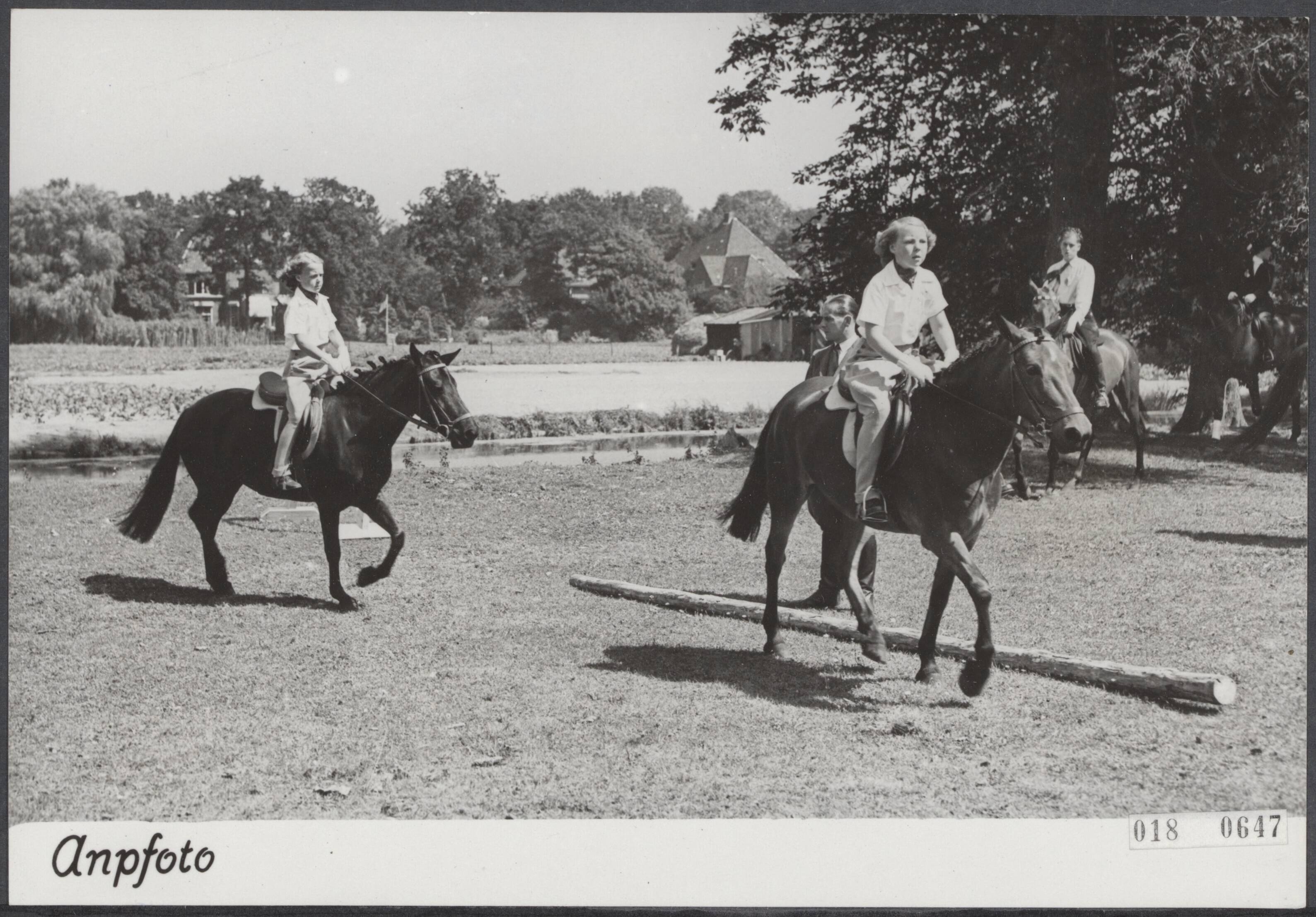 Fotocollectie Elsevier Binnenland — Prinsessen Beatrix en Irene te paard tijdens Nationale Jeugruiterdag te Heemstede. Beatrix berijdt Peggie en Irene rijdt op Ponny — Foto: ANP / RVD of rechtenvrij. Licentie: Set B: Rechtenvrij / Publiek Domein. Bron: Nationaal Archief. http://hdl.handle.net/10648/adc2e92a-d0b4-102d-bcf8-003048976d84