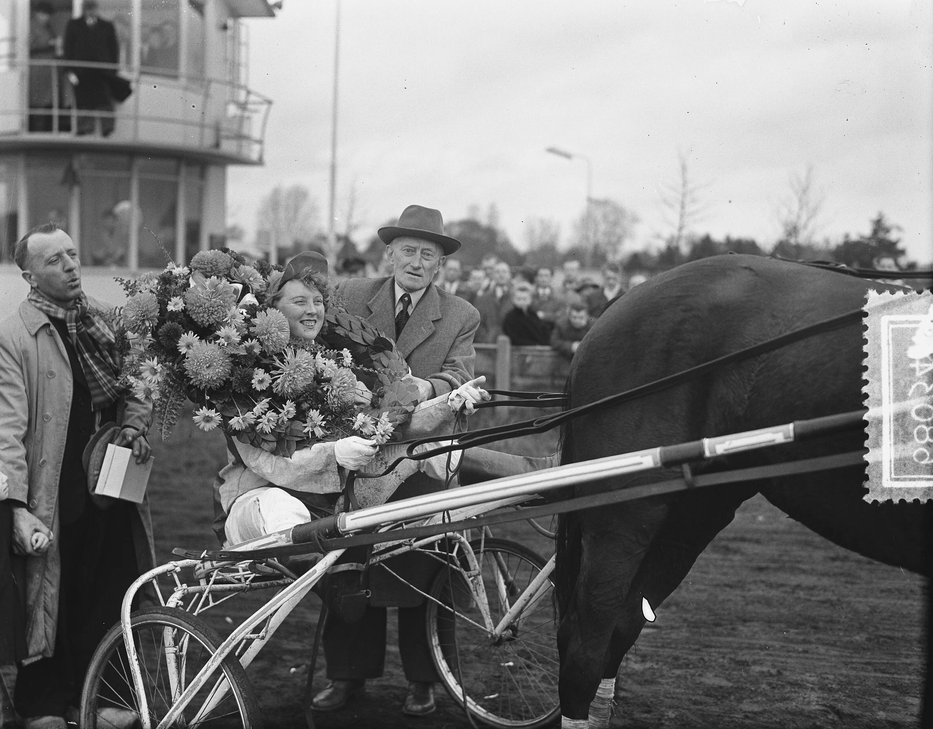 Fotocollectie Anefo — Nederlandse kampioenschap dames-pikeurs te Hilversum; kampioene mevrouw Hamming-Woldijk uit Eelde — Foto: Duinen, H. van / Anefo. Licentie: Set B: Rechtenvrij / Publiek Domein. Bron: Nationaal Archief. http://hdl.handle.net/10648/a92bd64c-d0b4-102d-bcf8-003048976d84