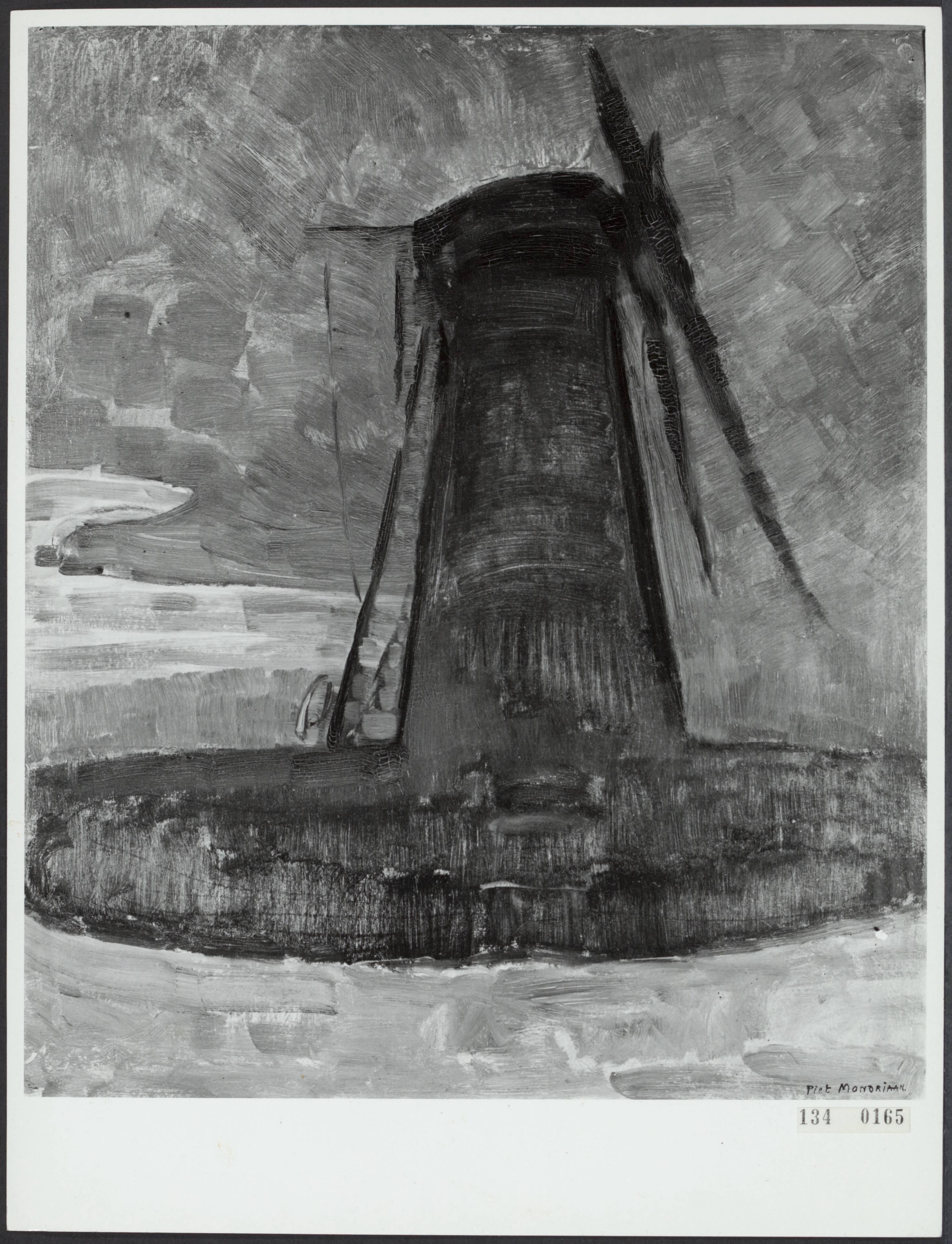 Kunst / schilderijen, aquarellen en tekeningen [RVD] — "Molen bij Domburg" van Pieter Mondriaan (1909) — Foto: Gemeentemuseum Den Haag. Licentie: Set B: Rechtenvrij / Publiek Domein. Bron: Nationaal Archief. http://hdl.handle.net/10648/af5bb44c-d0b4-102d-bcf8-003048976d84