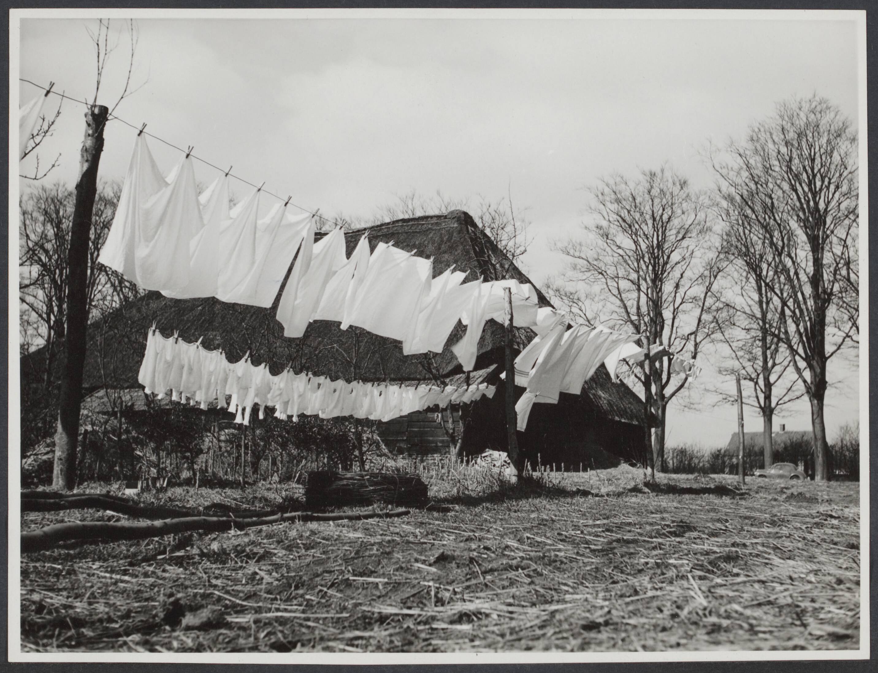 Rijsbergen — Rijsbergen (N.B.)[Een boerderij met rieten dak. De witte babywas (luierwas) hangt aan de waslijn te wapperen] — Foto: Chijs, G.A. van der / Fotobureau Cevirum. Licentie: Set B: Rechtenvrij / Publiek Domein. Bron: Nationaal Archief. http://hdl.handle.net/10648/d6461945-28e4-1794-836e-253f962d0bd1