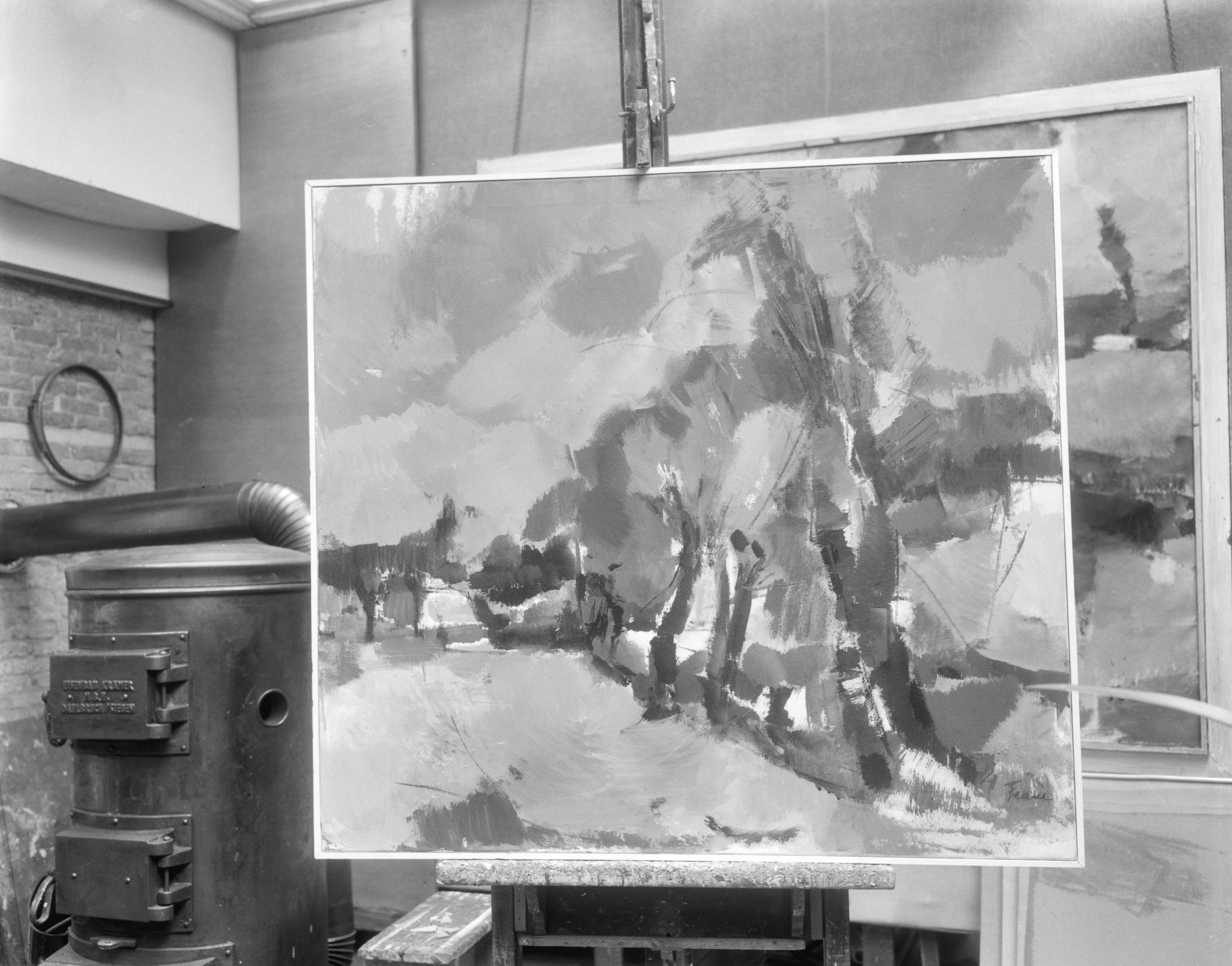 Reproductie van een schilderij van Fedde de Jong — Hilversum|Noord-Holland|schilderijen |kunstwerken — Foto: Bilsen, Joop van / Anefo. Licentie: Set B: Rechtenvrij / Publiek Domein. Bron: Nationaal Archief. http://hdl.handle.net/10648/ab01bef0-d0b4-102d-bcf8-003048976d84