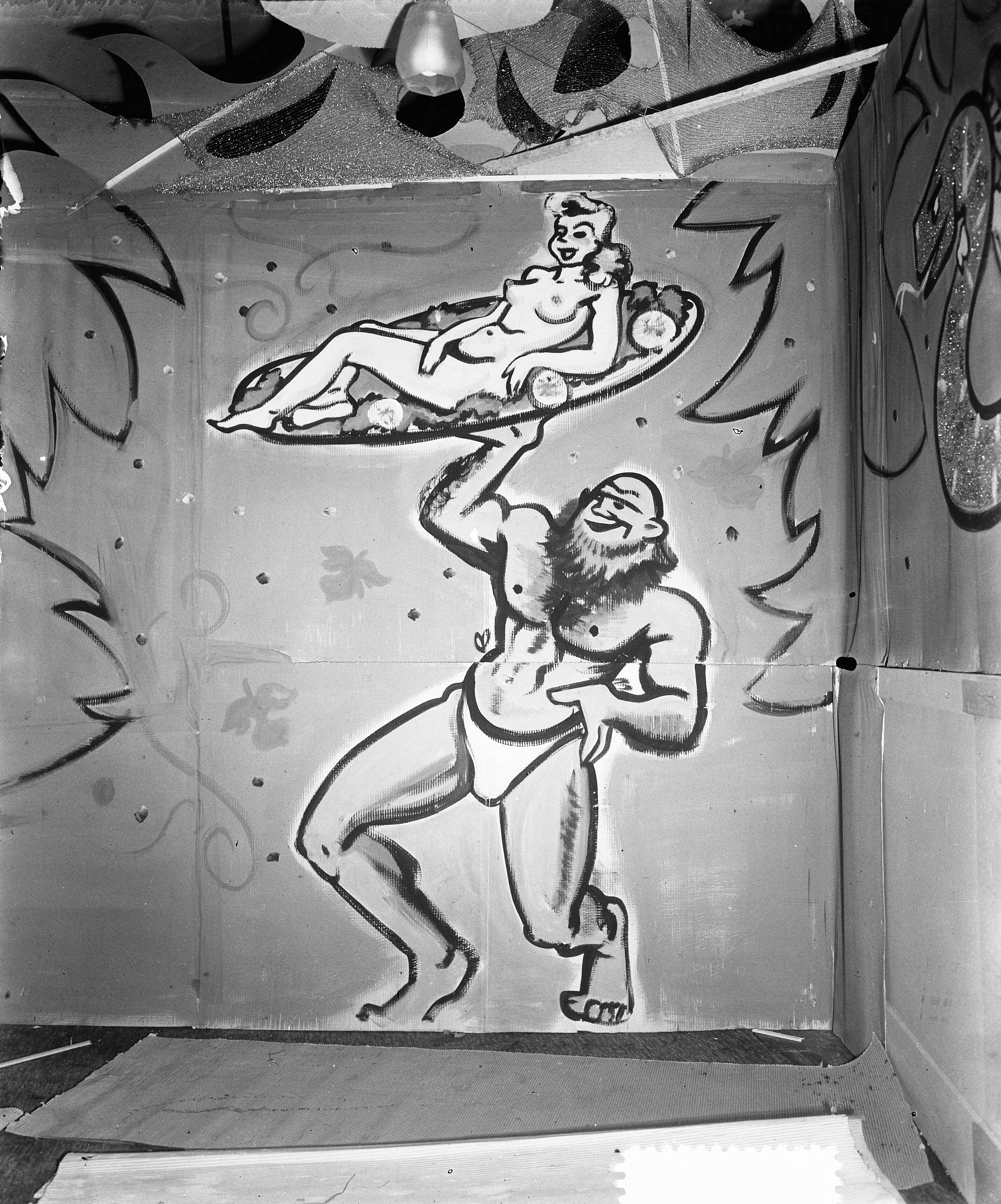 Fotocollectie Anefo — Carnaval. Kunstenaars maken decorschilderingen in Hotel Hamdorff te Laren (N.H.) — Foto: Duinen, H. van / Anefo. Licentie: Set B: Rechtenvrij / Publiek Domein. Bron: Nationaal Archief. http://hdl.handle.net/10648/a8f5c5c0-d0b4-102d-bcf8-003048976d84