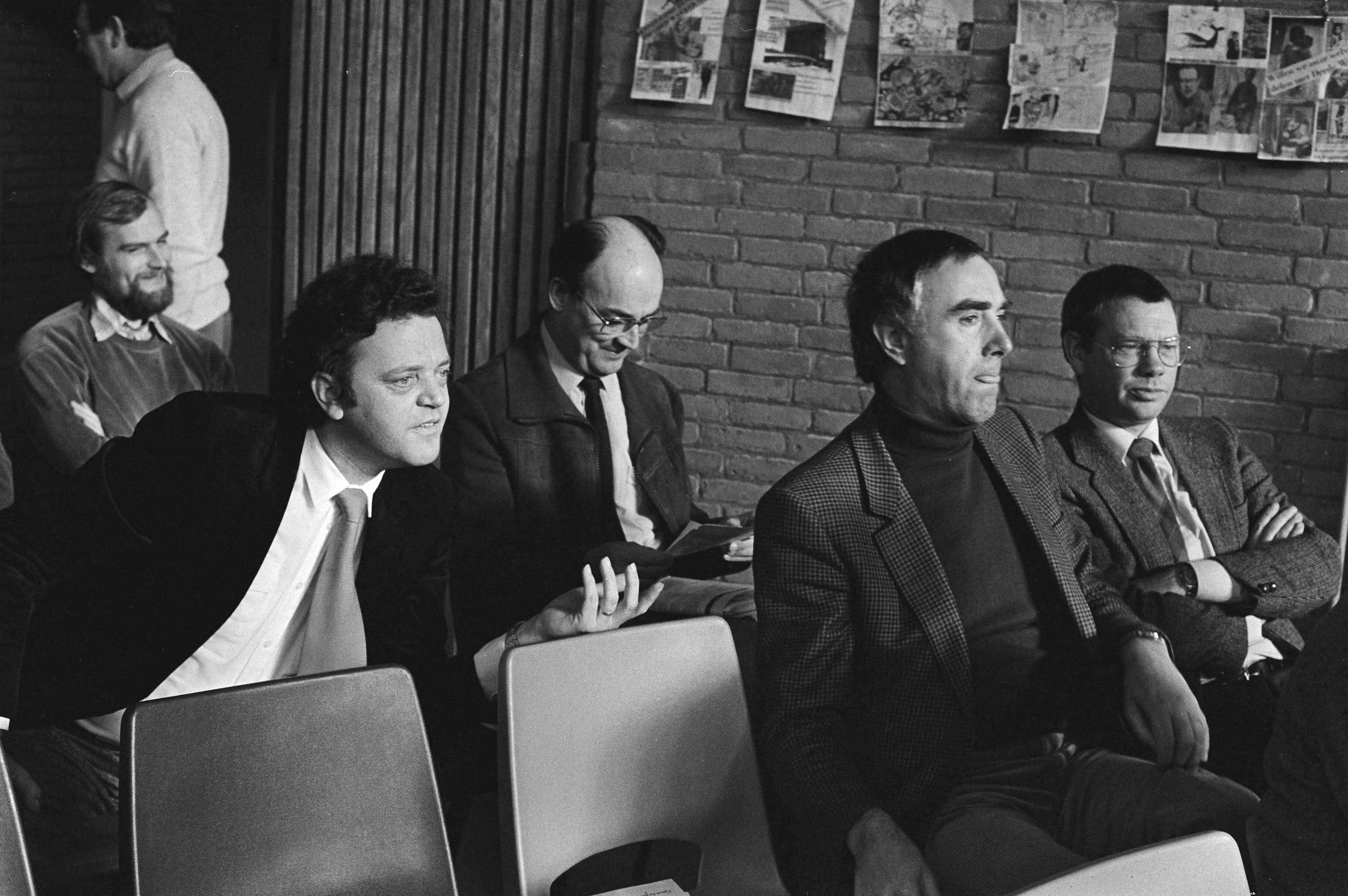 Fotocollectie Anefo — Congres "Niet bij brood allen" door CDA-werkgroep Utrecht v.l.n.r. Borgman, Aantjes, De Boer en Faber — Foto: Bogaerts, Rob / Anefo. Licentie: Set B: Rechtenvrij / Publiek Domein. Bron: Nationaal Archief. http://hdl.handle.net/10648/aced1e58-d0b4-102d-bcf8-003048976d84