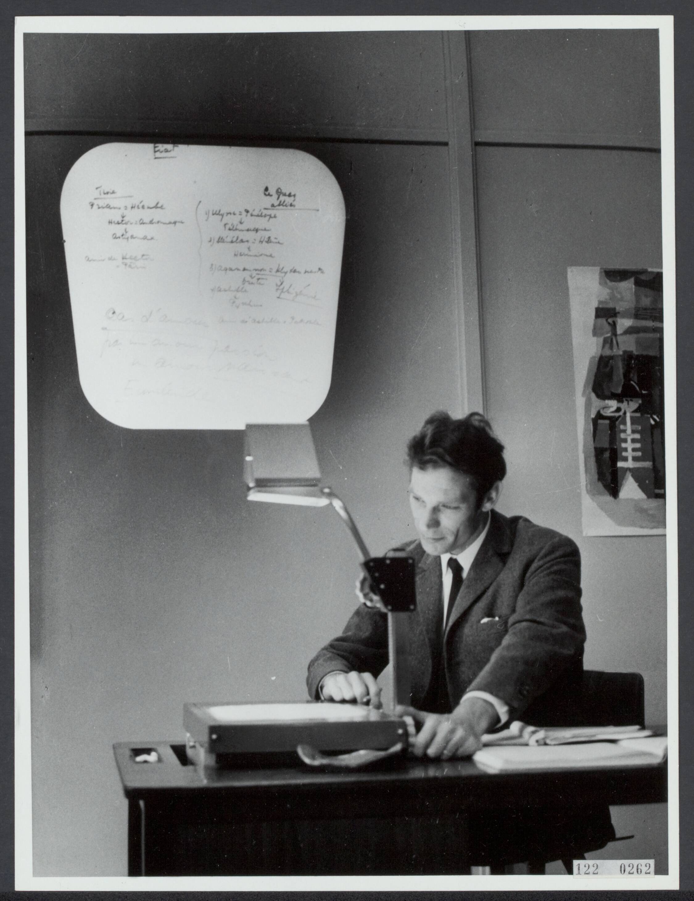 onderwijs, moderne methoden — R.K. Scholengemeentschap Etten-Leur. Overhead projector — Foto: Rijksvoorlichtingsdienst (RVD). Licentie: Set B: Rechtenvrij / Publiek Domein. Bron: Nationaal Archief. http://hdl.handle.net/10648/af2916cc-d0b4-102d-bcf8-003048976d84