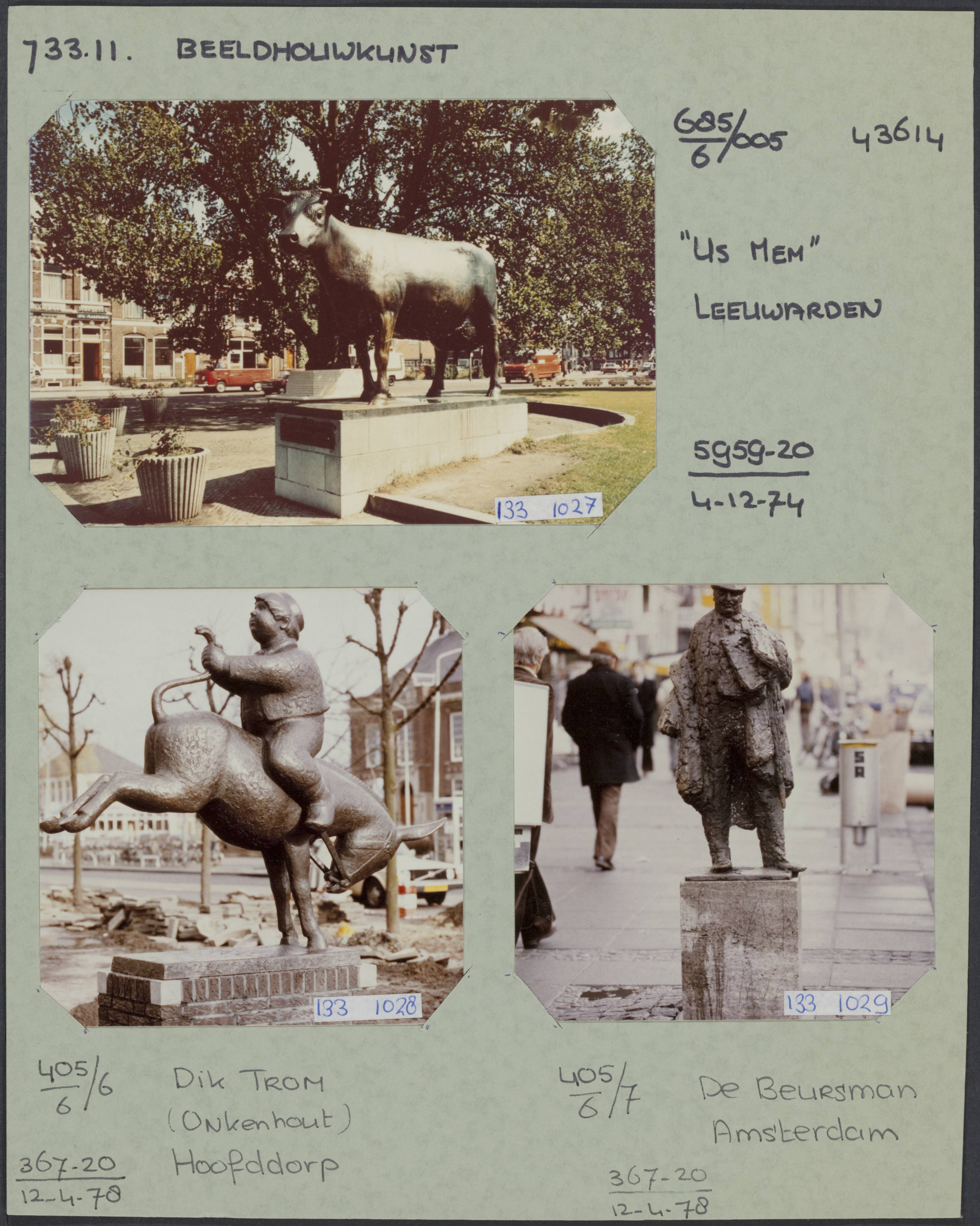 Fotocollectie Rijksvoorlichtingsdienst Eigen — Leeuwarden. Standbeeld ter herinnering aan het 75 jaar bestaan van het Friese Rundveestamboek, bijgenaamd "Us mem". Het beeld is werk van beeldhouwer Gerhardus Jan Adema (1898-1981) — Foto: Publicam / Hartemink, Piet. Licentie: Set B: Rechtenvrij / Publiek Domein. Bron: Nationaal Archief. http://hdl.handle.net/10648/af58036a-d0b4-102d-bcf8-003048976d84