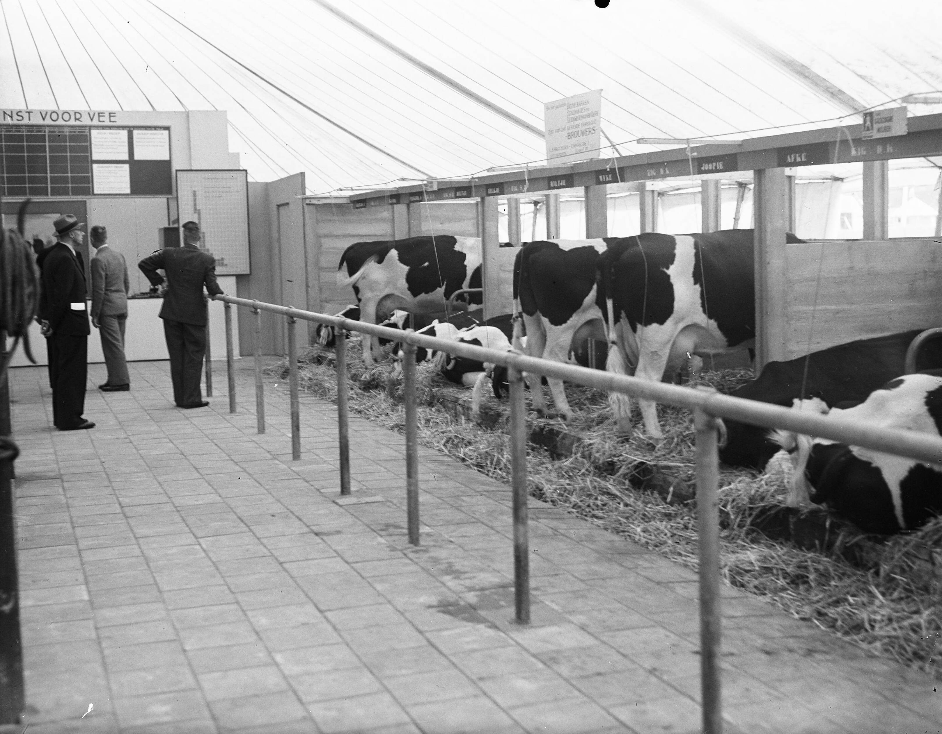 Fotocollectie Anefo — Opening Landbouwtentoonstelling te Leeuwarden [minister Mansholt tijdens een rondgang] — Foto: Noske, J.D. / Anefo. Licentie: Set B: Rechtenvrij / Publiek Domein. Bron: Nationaal Archief. http://hdl.handle.net/10648/a8ad5236-d0b4-102d-bcf8-003048976d84
