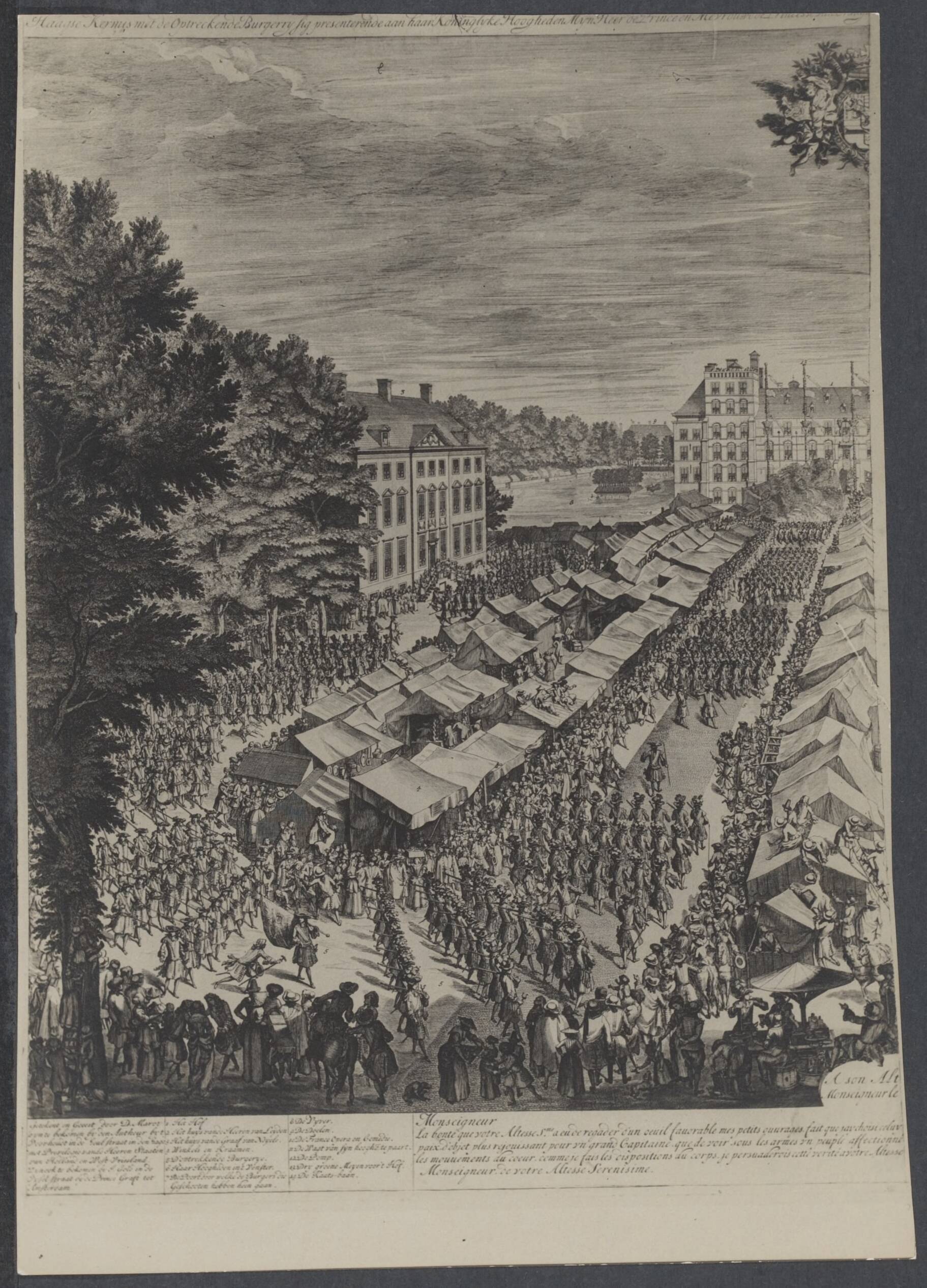 Leger voor 1914 voorzover niet onder specifieke rubrieken - Nederland — Prent [militaire parade tijdens een jaarmarkt? op het Buitenhof te Den Haag] — Foto: Onbekend / Publiek Domein of Rechtenvrij. Licentie: Set B: Rechtenvrij / Publiek Domein. Bron: Nationaal Archief. http://hdl.handle.net/10648/20933de4-d826-ea1a-ba7f-64b1c1f083f0