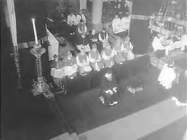 Fotocollectie Anefo — Pontificale requiemmis voor wijlen paus Pius XII in de St. Jacobskerk te Den Haag, opgedragen door aartsbisschop B.J. Alfrink. v.l.n.r. W. M. Bekkers , R. A. Nierman , J. W. M. Boelen, Huibers, Dr. G. Lammers , M. A. Jansen , mgr. Giobbe — Foto: Pot, Harry / Anefo. Licentie: Set B: Rechtenvrij / Publiek Domein. Bron: Nationaal Archief. http://hdl.handle.net/10648/a9869352-d0b4-102d-bcf8-003048976d84
