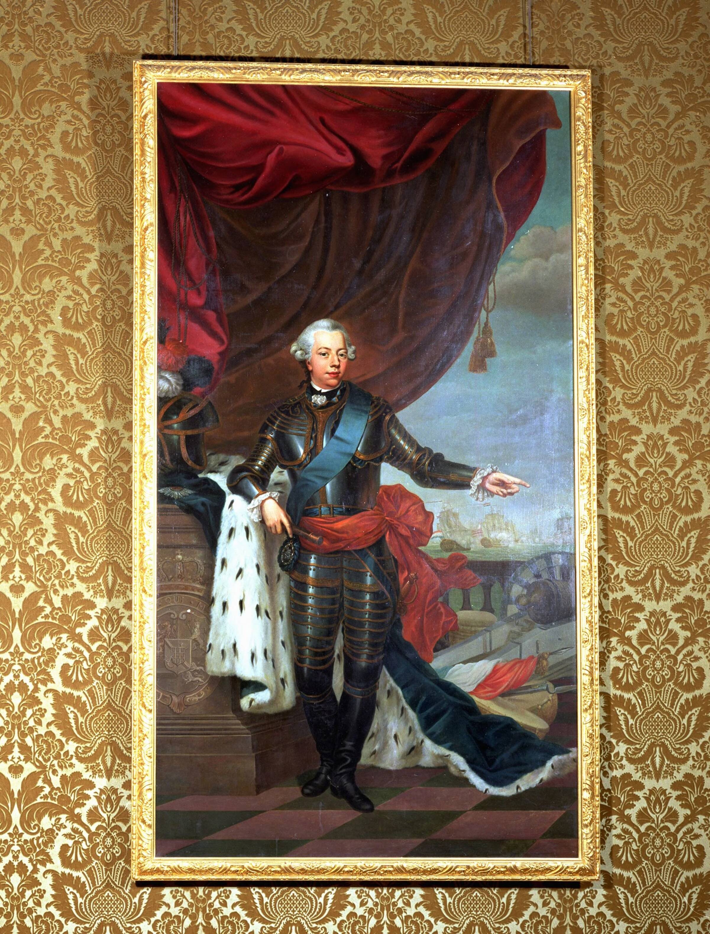 Fotocollectie RVD / Koninklijk Huis — Schilderij van Johann Georg Ziesenis: Stadhouder prins Willem V (1748-1806)in de Statenzaal van het ministerie van Algemene Zaken, Binnenhof 20, Den Haag — Foto: Onbekend / RVD. Licentie: Set B: Rechtenvrij / Publiek Domein. Bron: Nationaal Archief. http://hdl.handle.net/10648/afb1f7d0-d0b4-102d-bcf8-003048976d84
