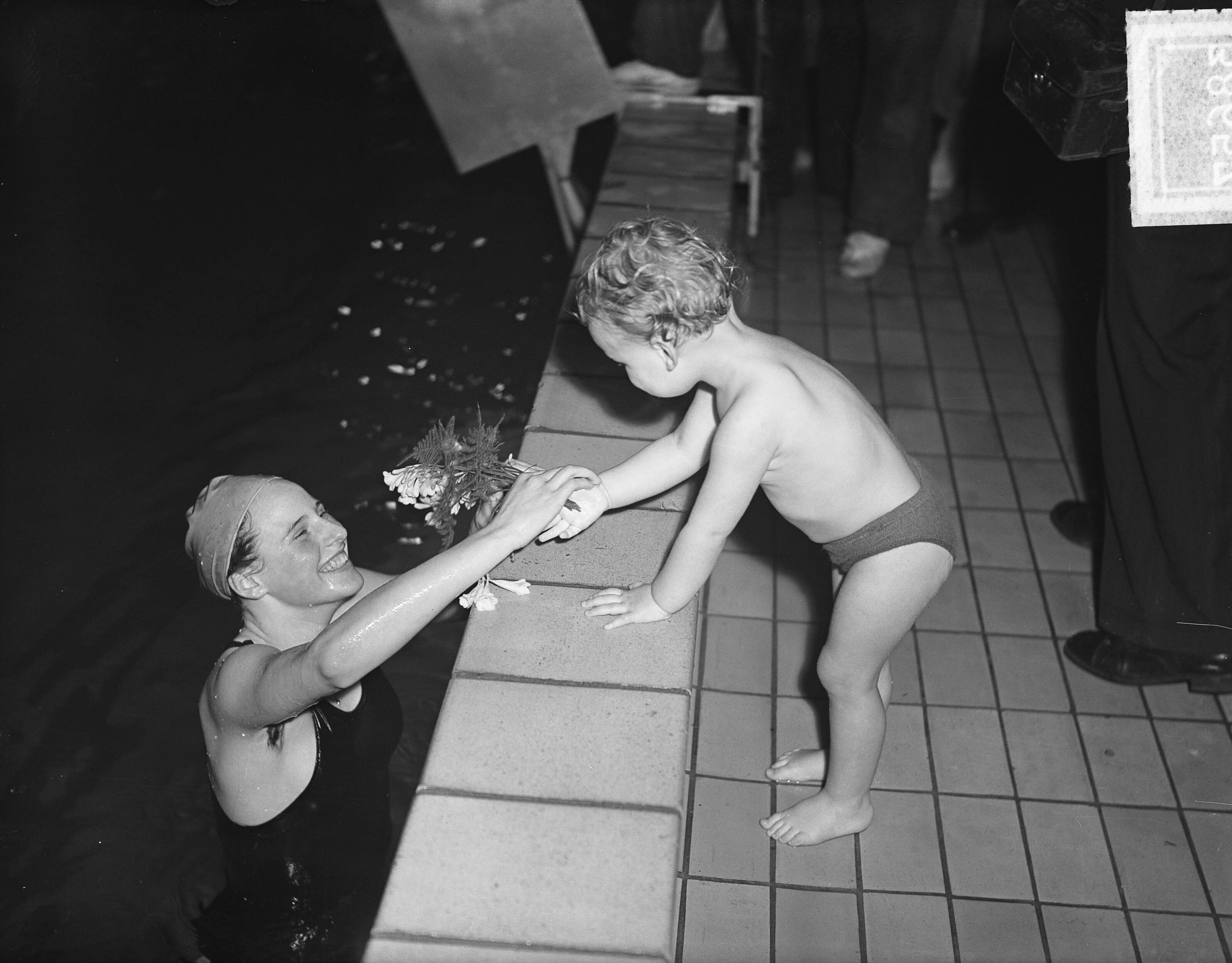 Fotocollectie Anefo — Geertje Wielema maakt nieuw wereldrecord 100 yards rugslag — Foto: Noske, J.D. / Anefo. Licentie: Set B: Rechtenvrij / Publiek Domein. Bron: Nationaal Archief. http://hdl.handle.net/10648/a8d5a844-d0b4-102d-bcf8-003048976d84