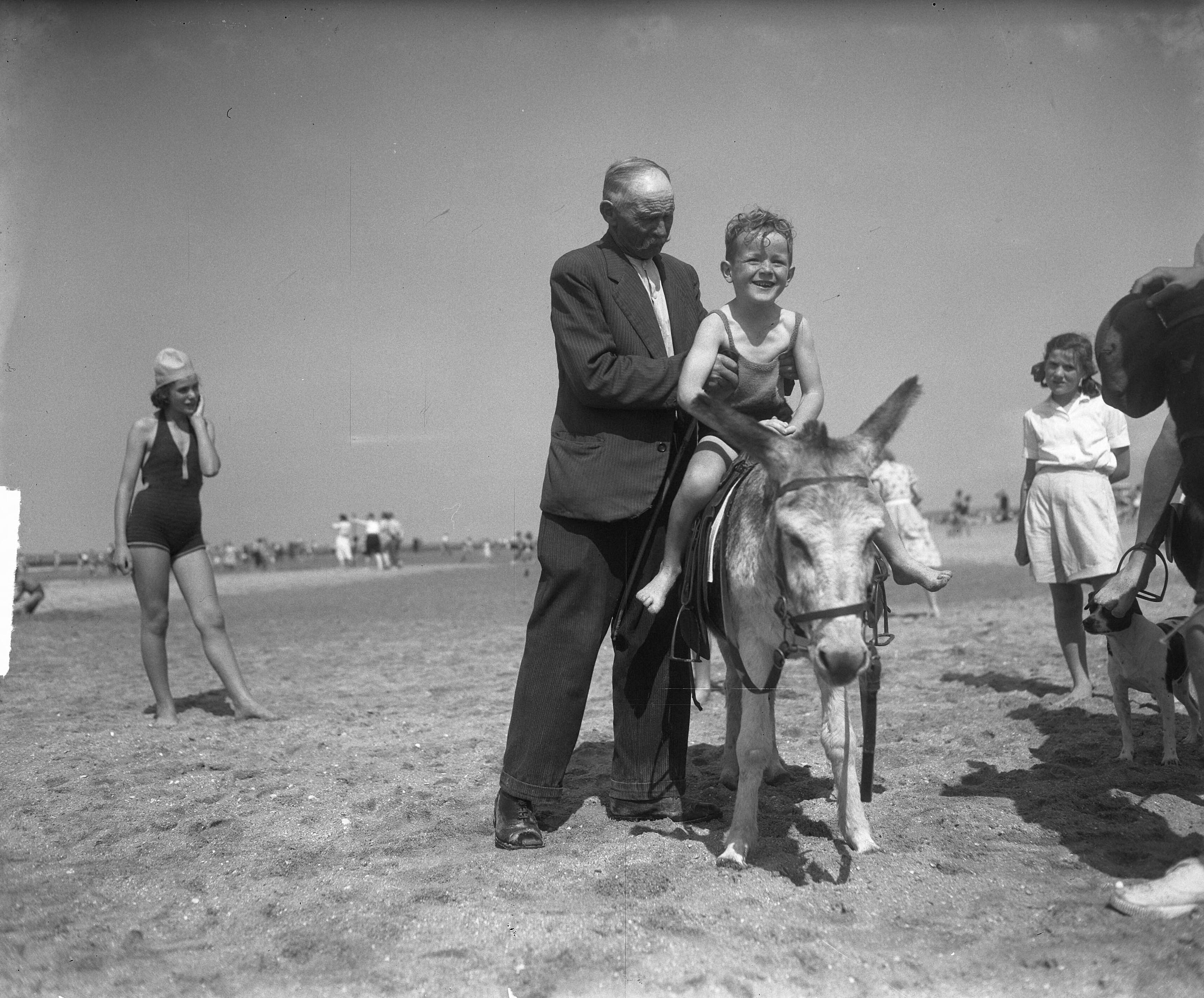 Fotocollectie Anefo — De 77-jarige heer Nutbey viert zijn 65-jarige jubileum als "Ezelman" op het strand van Scheveningen — Foto: Winterbergen, Rolf / Anefo. Licentie: Set B: Rechtenvrij / Publiek Domein. Bron: Nationaal Archief. http://hdl.handle.net/10648/a8de2974-d0b4-102d-bcf8-003048976d84