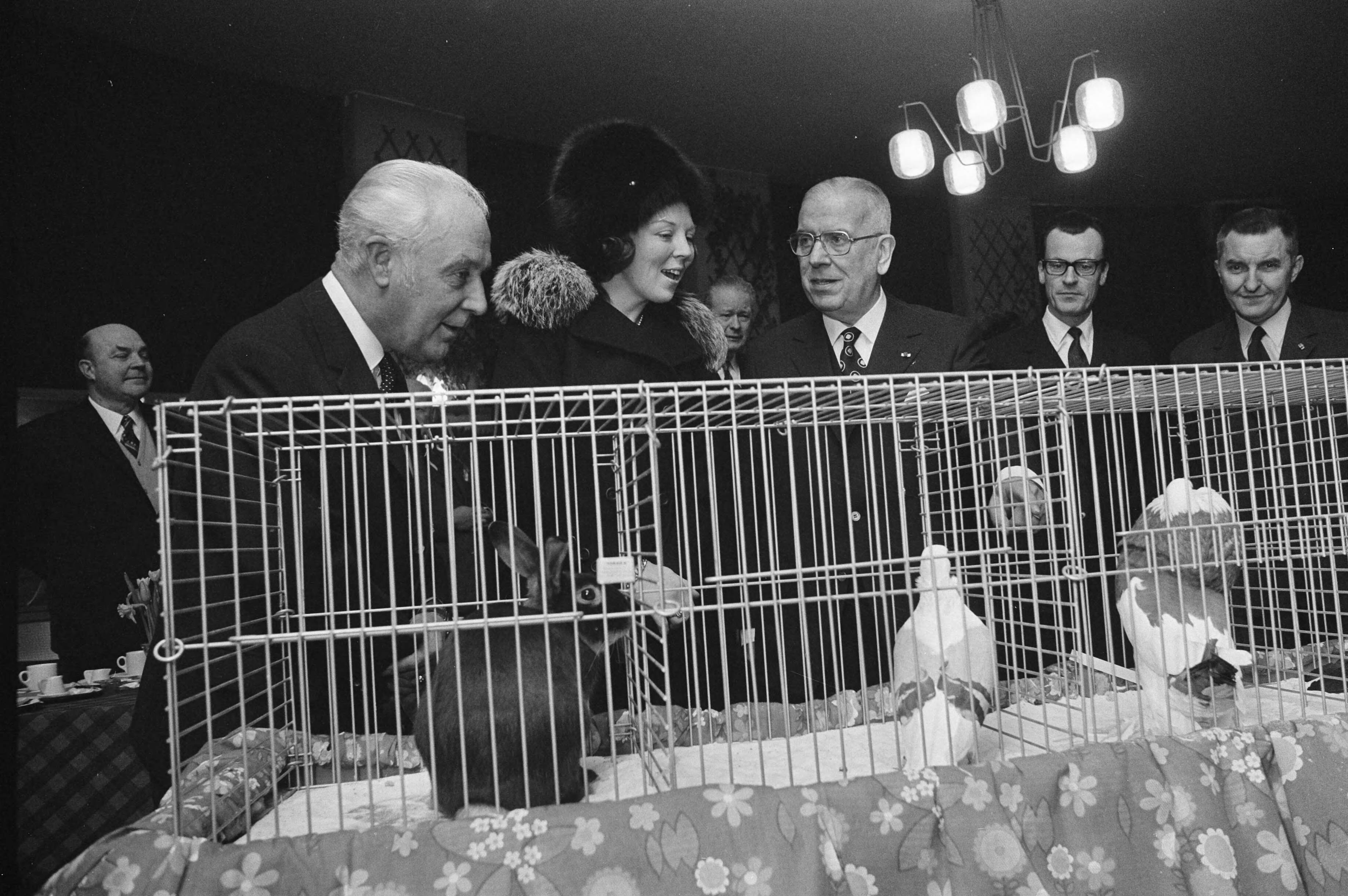 Fotocollectie Anefo — Prinses Beatrix opent 75e kleindiertentoonstelling "Avicultura" in Houtrusthallen te Den Haag , Prinses Beatrix tijdens rondgang — Foto: Verhoeff, Bert / Anefo. Licentie: Set B: Rechtenvrij / Publiek Domein. Bron: Nationaal Archief. http://hdl.handle.net/10648/abde073e-d0b4-102d-bcf8-003048976d84