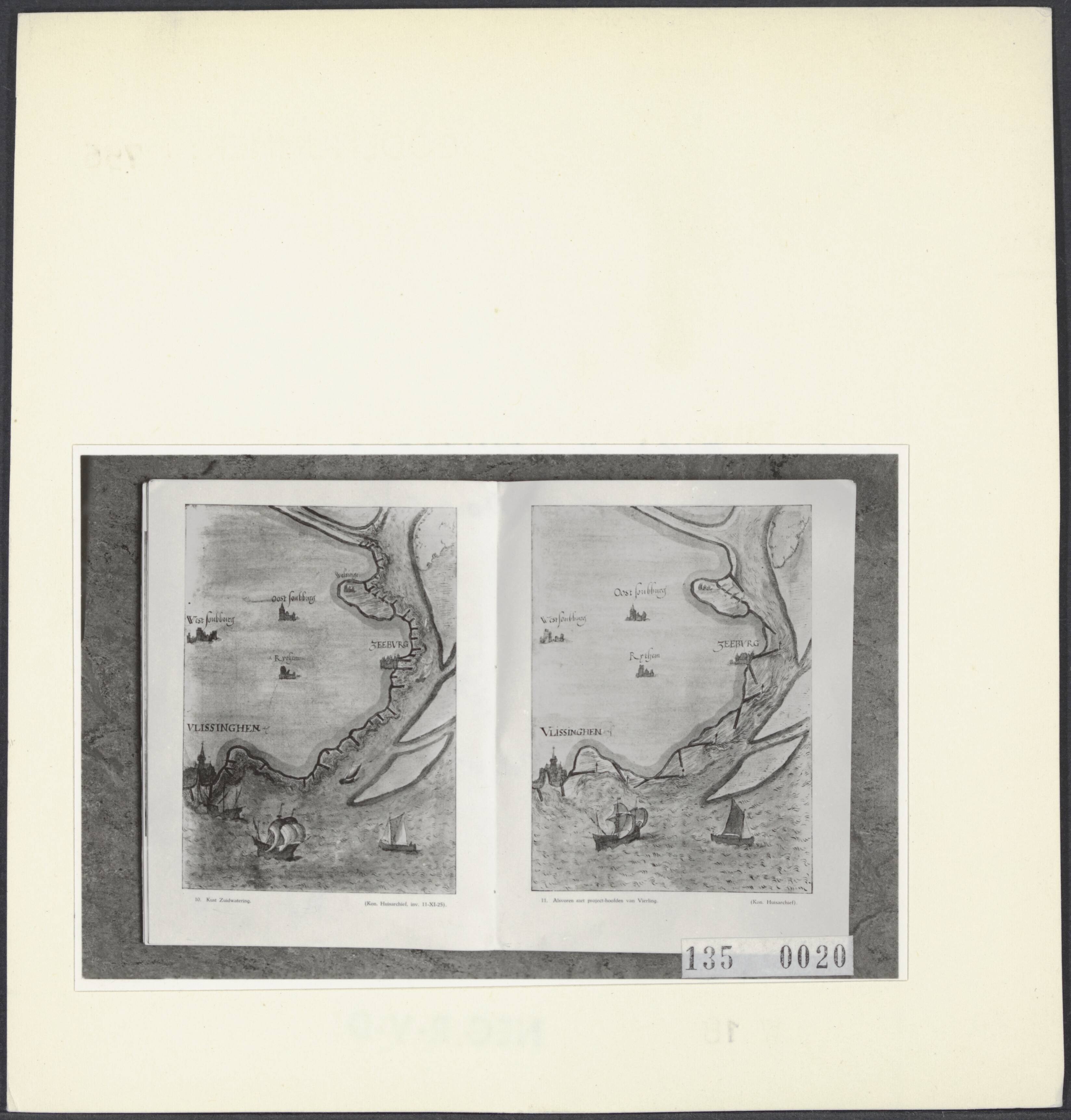 Fotocollectie Rijksvoorlichtingsdienst Eigen — Twee afbeeldingen van de zuidoostkust van het eiland Walcheren: links met dijkhoofden loodrecht op de kust en rechts volgens het systeem van Vierling — Foto: Rijksvoorlichtingsdienst (RVD). Licentie: Set B: Rechtenvrij / Publiek Domein. Bron: Nationaal Archief. http://hdl.handle.net/10648/af5f8928-d0b4-102d-bcf8-003048976d84