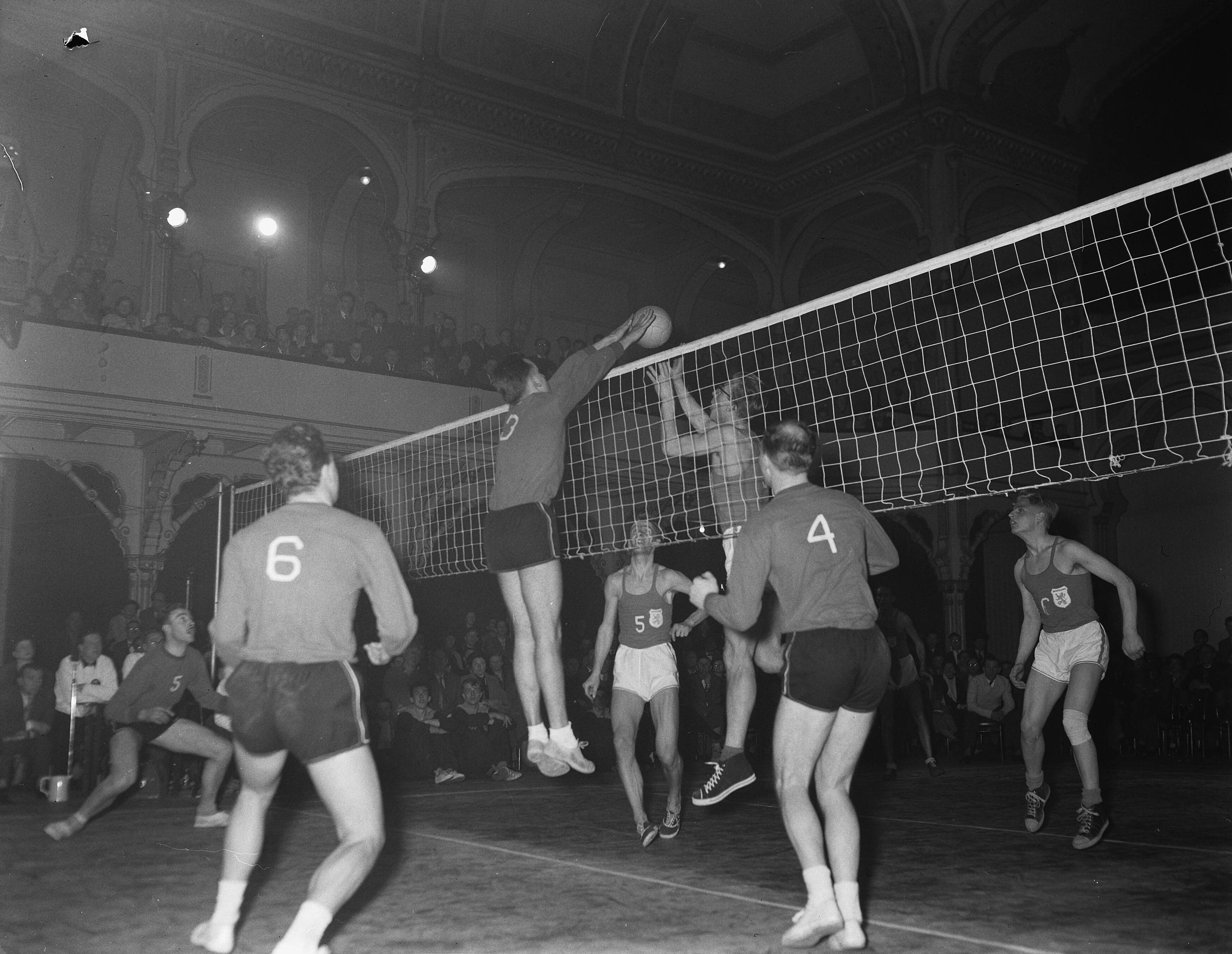 Fotocollectie Anefo — Volleybal. Nederland tegen België 3-1 — Foto: Rossem, Wim van / Anefo. Licentie: Set B: Rechtenvrij / Publiek Domein. Bron: Nationaal Archief. http://hdl.handle.net/10648/a943b2a8-d0b4-102d-bcf8-003048976d84