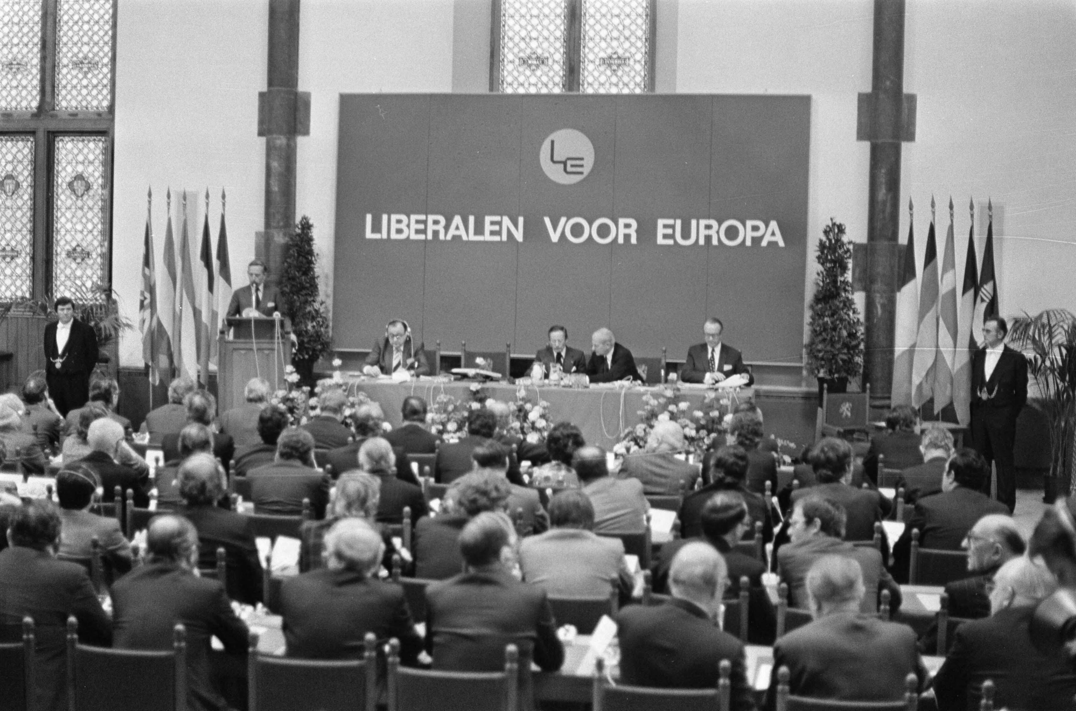 Fotocollectie Anefo — Congres Liberale en Democratische Partijen in EG in Den Haag ; overzicht tijdens congres — Foto: Peters, Hans / Anefo. Licentie: Set B: Rechtenvrij / Publiek Domein. Bron: Nationaal Archief. http://hdl.handle.net/10648/ac8f5eda-d0b4-102d-bcf8-003048976d84