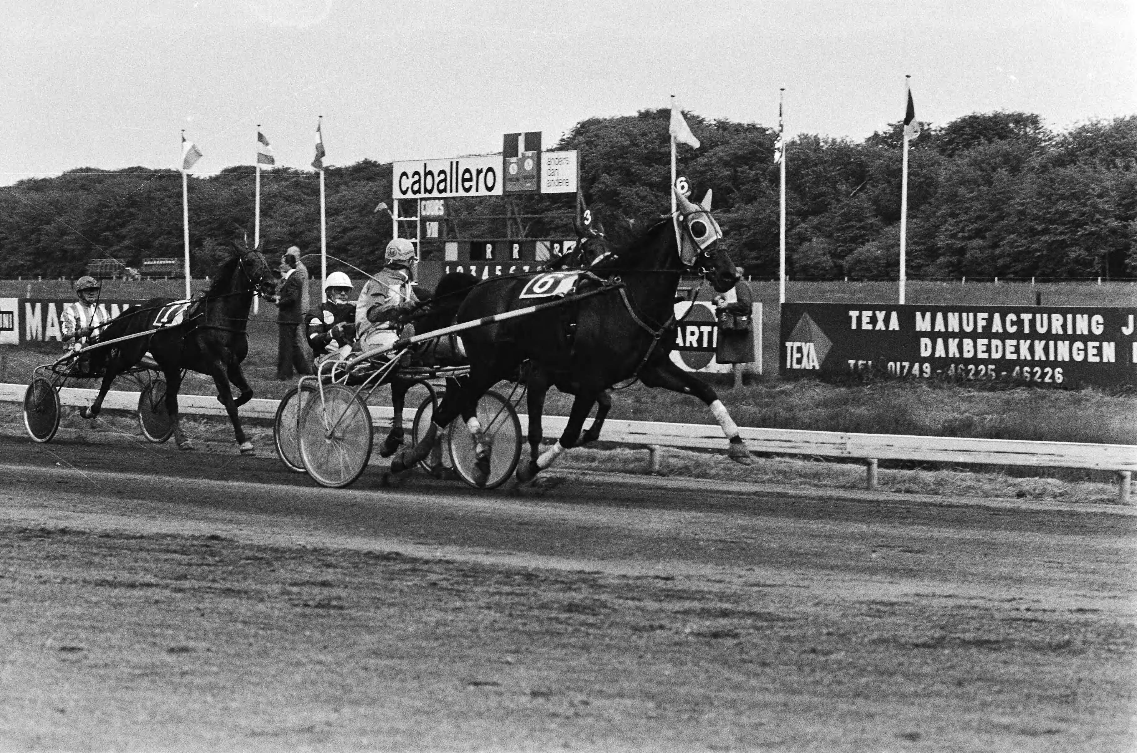 Fotocollectie Anefo — Draverijen Duindigt om de Dravers Gold Cup; winnaar Speedy Volita met Gommans passeert als eerste de finish — Foto: Croes, Rob C. / Anefo. Licentie: Set B: Rechtenvrij / Publiek Domein. Bron: Nationaal Archief. http://hdl.handle.net/10648/accbb484-d0b4-102d-bcf8-003048976d84