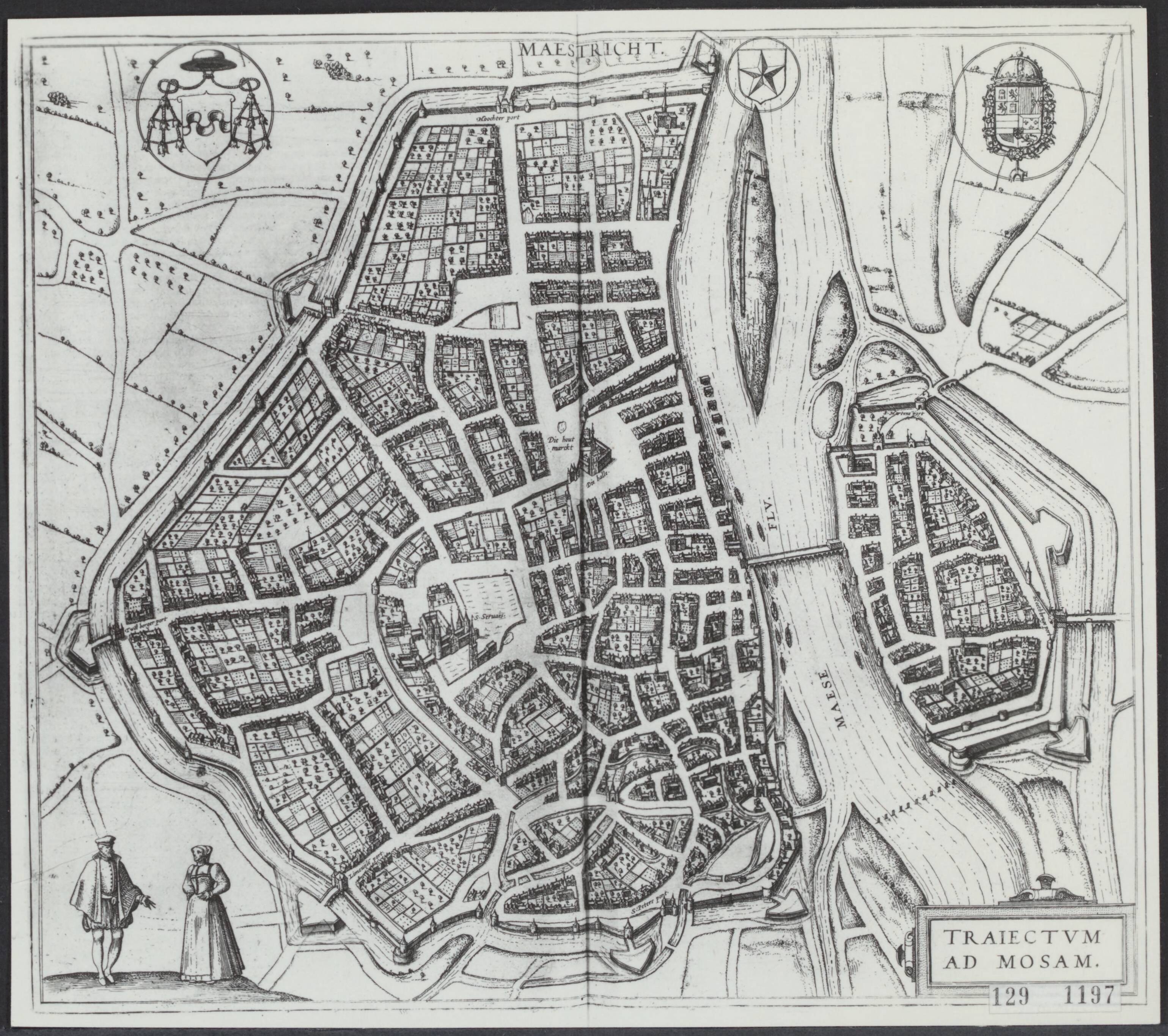 Fotocollectie Rijksvoorlichtingsdienst Eigen — Plattegrond Maastricht. Gravure — Foto: Rijksvoorlichtingsdienst (RVD). Licentie: Set B: Rechtenvrij / Publiek Domein. Bron: Nationaal Archief. http://hdl.handle.net/10648/af48f65e-d0b4-102d-bcf8-003048976d84