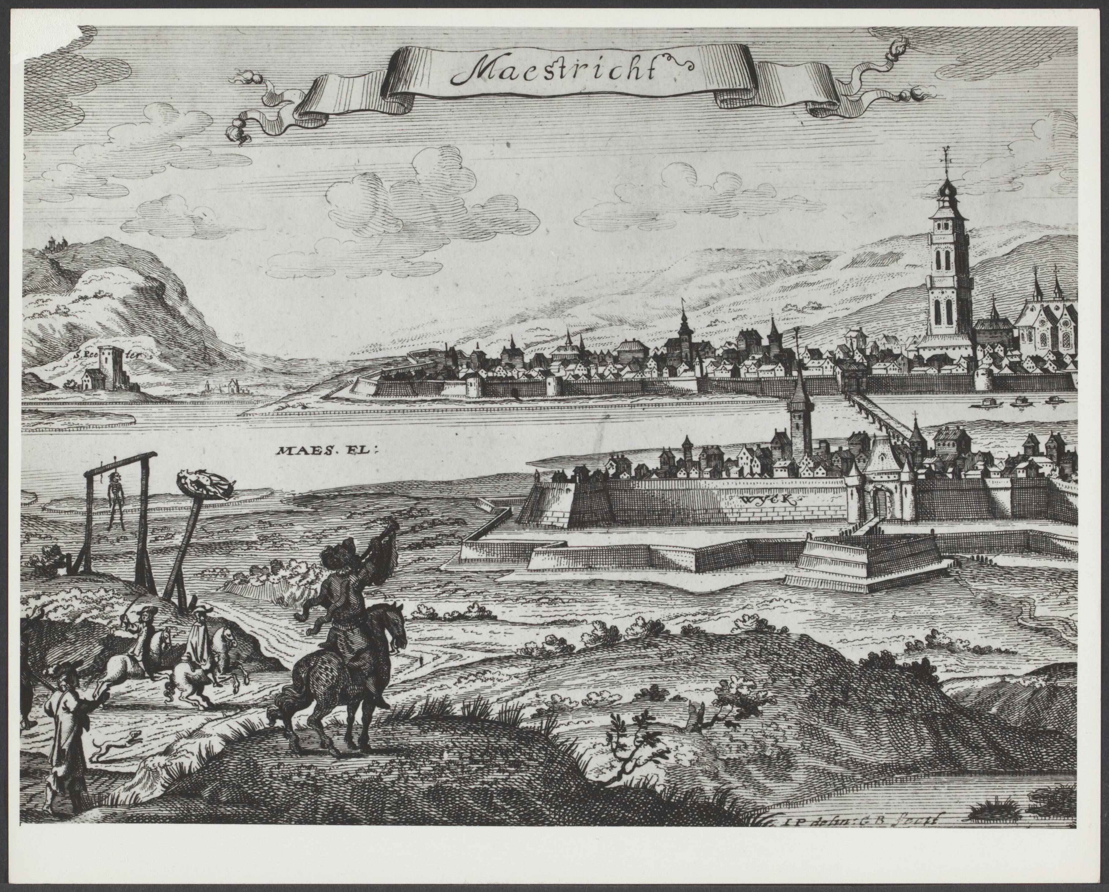 Maastricht I - Algemeen — Prent "Maestricht" [17e eeuw?] — Foto: Onbekend / Publiek Domein of Rechtenvrij. Licentie: Set B: Rechtenvrij / Publiek Domein. Bron: Nationaal Archief. http://hdl.handle.net/10648/ab1a952a-3314-51c9-ec8f-3fed669a5352