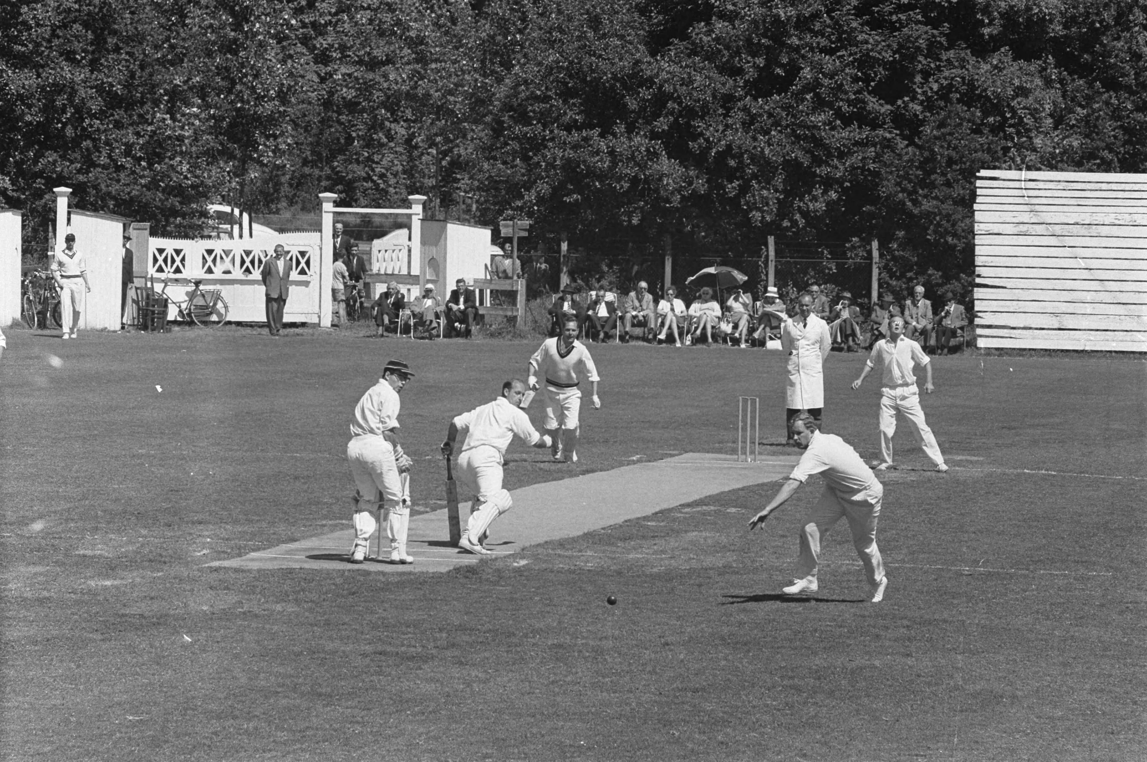 Fotocollectie Anefo — Cricket. Rood en Wit tegen Haarlem. Spelmoment — Foto: Pot, Harry / Anefo. Licentie: Set B: Rechtenvrij / Publiek Domein. Bron: Nationaal Archief. http://hdl.handle.net/10648/aa3ff090-d0b4-102d-bcf8-003048976d84