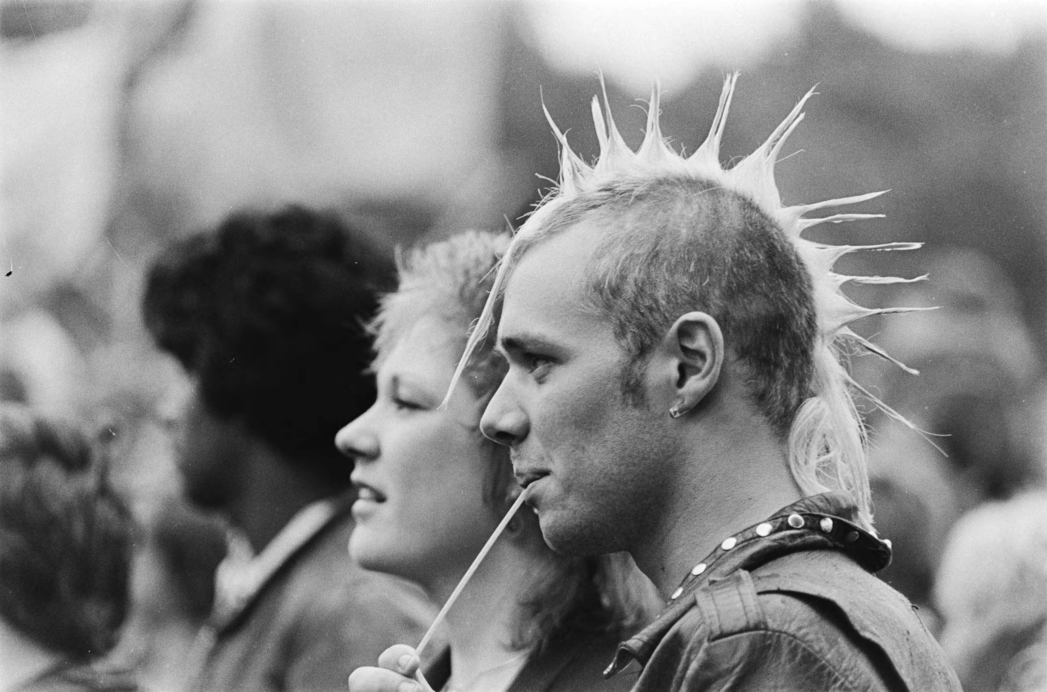 Parkpop 1981 — Punkers in het Zuiderpark in Den Haag tijdens Parkpop — Foto: Dijk, Hans van / Anefo. Licentie: Set B: Rechtenvrij / Publiek Domein. Bron: Nationaal Archief. http://hdl.handle.net/10648/acff88c2-d0b4-102d-bcf8-003048976d84