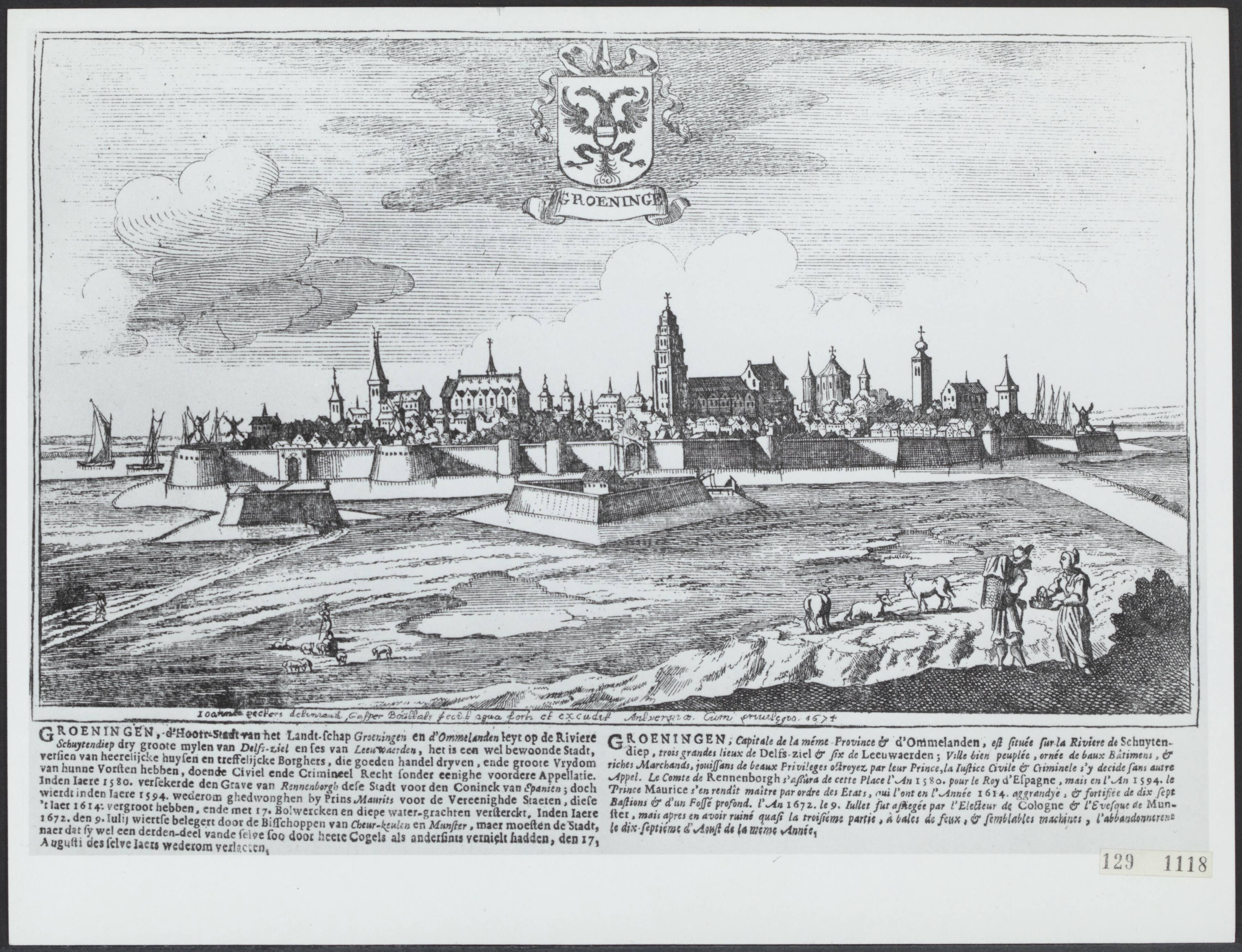 Fotocollectie Rijksvoorlichtingsdienst Eigen — "Groeninge". Gezicht op Groningen (1674) — Foto: Rijksvoorlichtingsdienst (RVD). Licentie: Set B: Rechtenvrij / Publiek Domein. Bron: Nationaal Archief. http://hdl.handle.net/10648/af48b9c8-d0b4-102d-bcf8-003048976d84