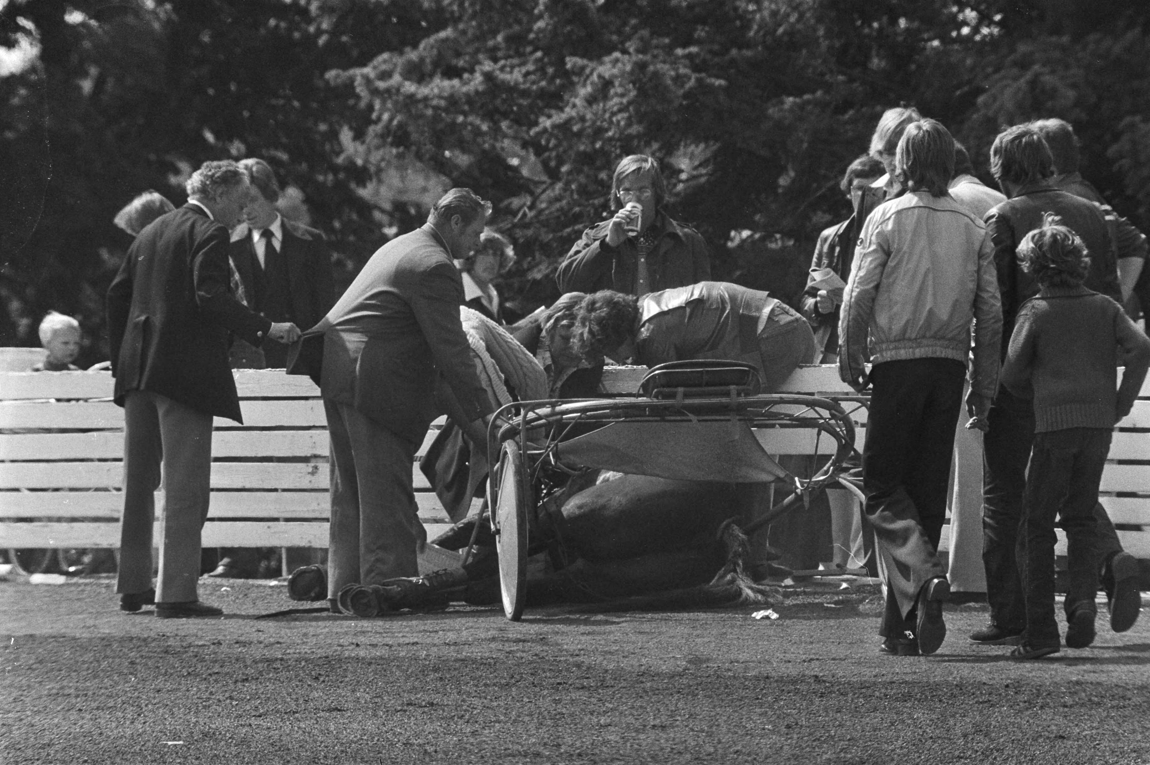Fotocollectie Anefo — Paardenraces Hilversum — Foto: Peters, Hans / Anefo. Licentie: Set B: Rechtenvrij / Publiek Domein. Bron: Nationaal Archief. http://hdl.handle.net/10648/acb5ec4e-d0b4-102d-bcf8-003048976d84