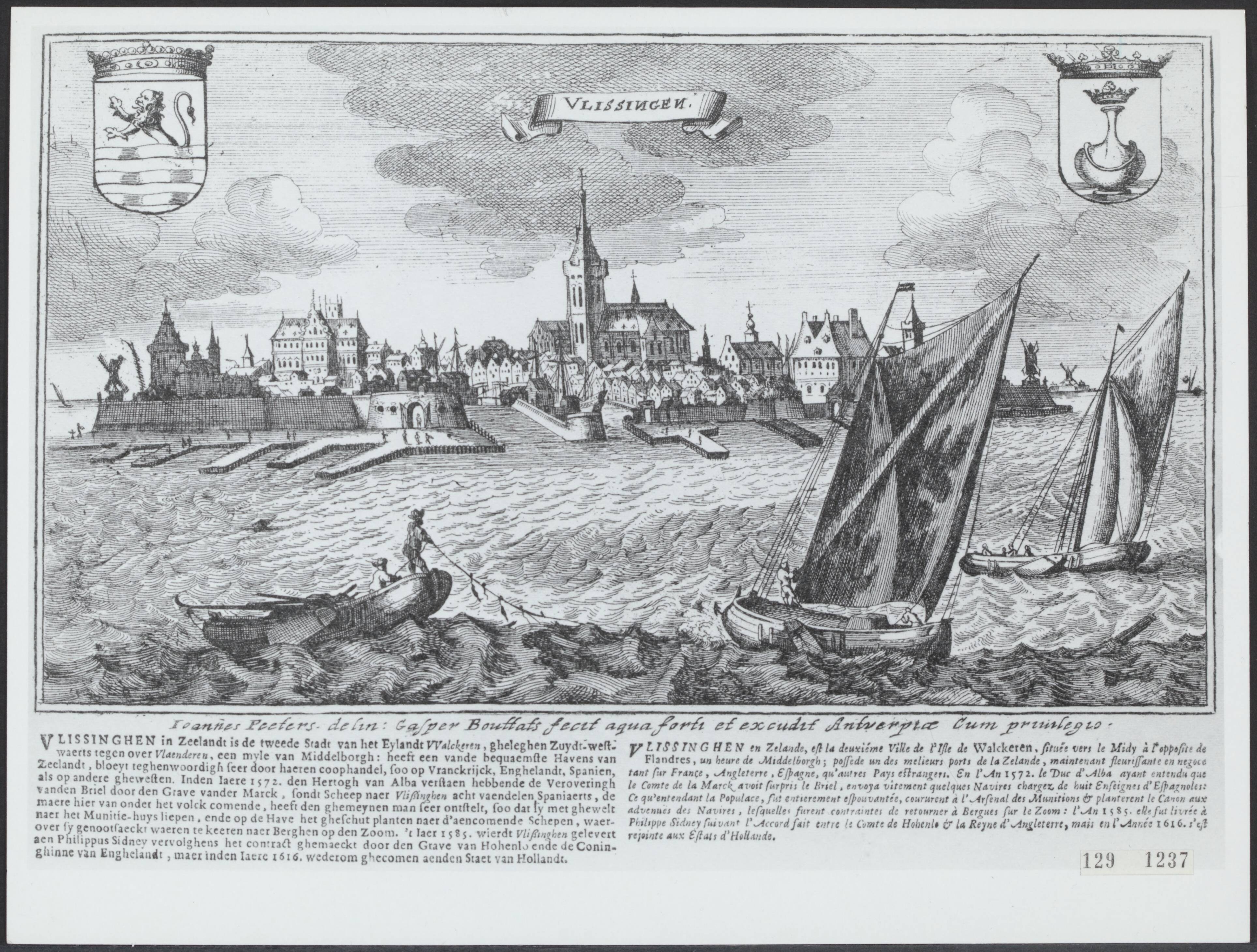 Fotocollectie Rijksvoorlichtingsdienst Eigen — Gezicht op Vlissingen. Prent van Caspar Bouttats naar een tekening van Ioannes Peeters. — Foto: Rijksvoorlichtingsdienst (RVD). Licentie: Set B: Rechtenvrij / Publiek Domein. Bron: Nationaal Archief. http://hdl.handle.net/10648/af4914d6-d0b4-102d-bcf8-003048976d84