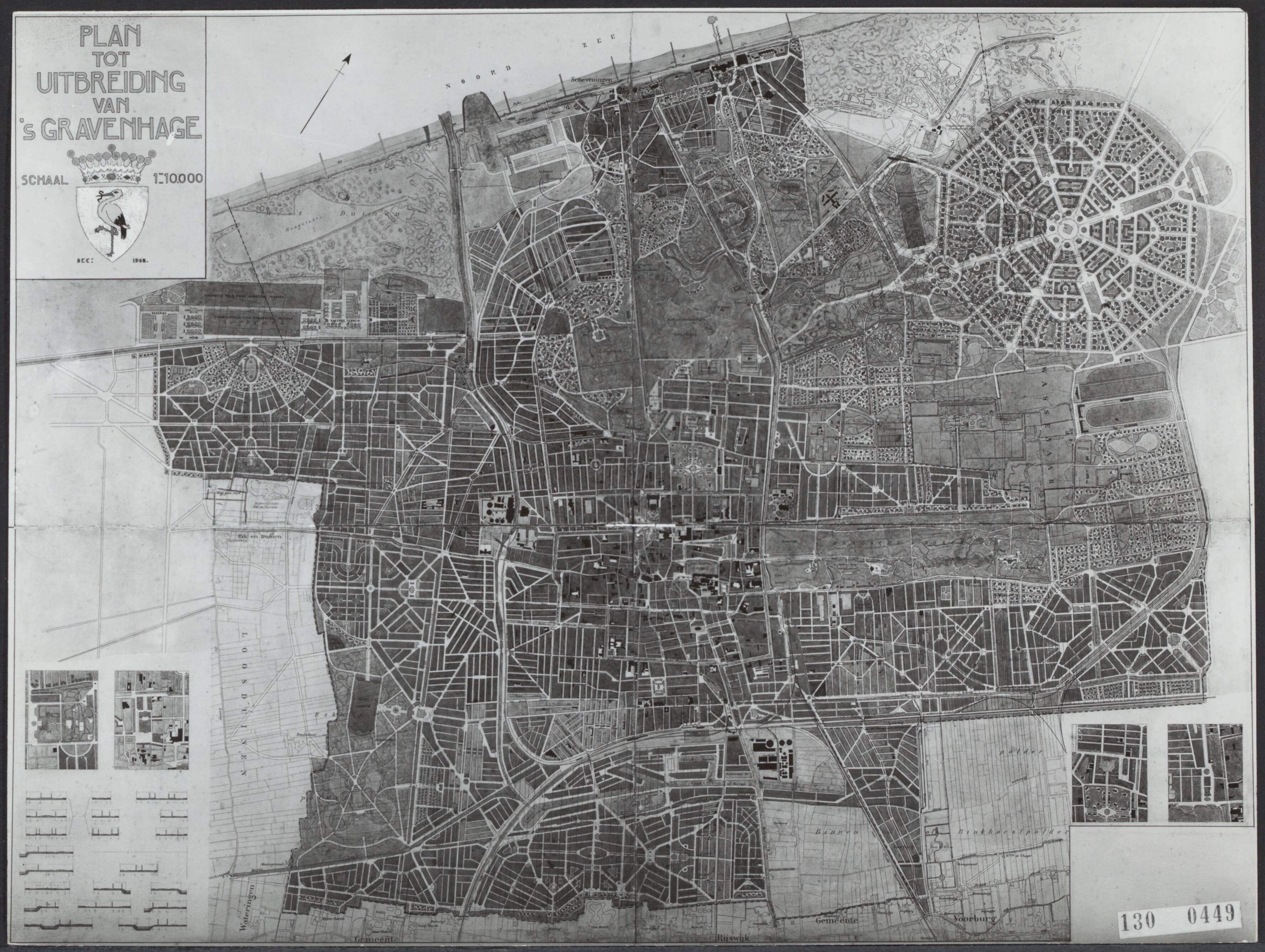 Fotocollectie Rijksvoorlichtingsdienst Eigen — "Plan tot uitbreiding van "s-Gravenhage". Stedenbouwkundig plan voor Den Haag uit 1908, van de architect H.P. Berlage — Foto: Fotodienst Gemeente Den Haag. Licentie: Set B: Rechtenvrij / Publiek Domein. Bron: Nationaal Archief. http://hdl.handle.net/10648/af4af8fa-d0b4-102d-bcf8-003048976d84