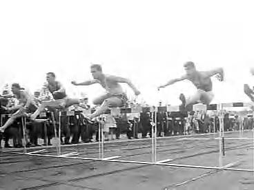 Fotocollectie Anefo — Atletiek. Landenwedstrijd Nederland tegen België in Maastricht, 110 meter horden : v.l.n.r.: L. Marien (B), Nederhand (N) Salmon (B), Cornef (B) — Foto: Bilsen, Joop van / Anefo. Licentie: Set B: Rechtenvrij / Publiek Domein. Bron: Nationaal Archief. http://hdl.handle.net/10648/a9824932-d0b4-102d-bcf8-003048976d84