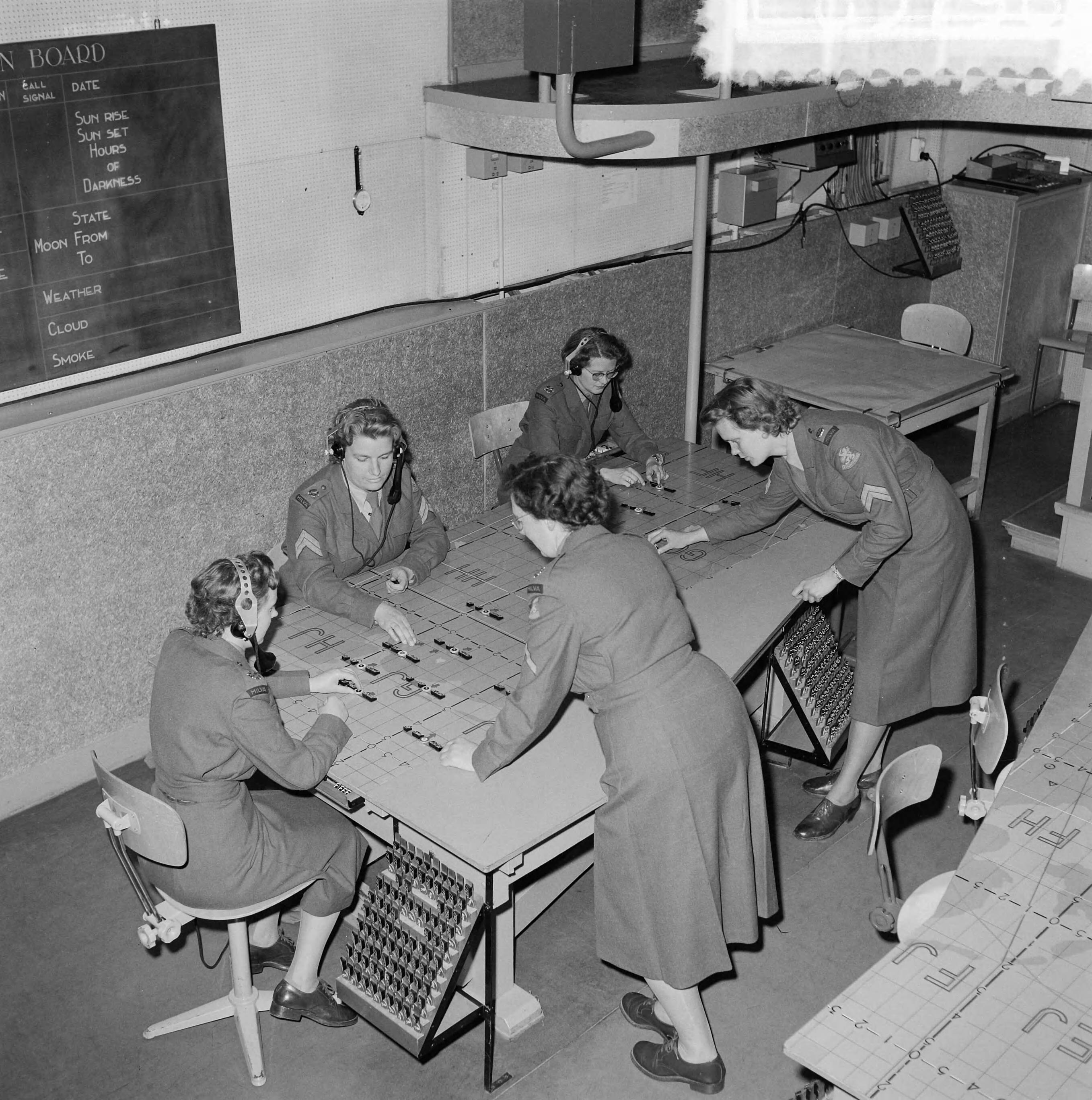 Fotocollectie Anefo — Reserve Milva in Den Haag. Opleiding in commandocentrale Luchtdoelartillerie — Foto: Behrens, Herbert F. / Anefo. Licentie: Set B: Rechtenvrij / Publiek Domein. Bron: Nationaal Archief. http://hdl.handle.net/10648/a95f35dc-d0b4-102d-bcf8-003048976d84