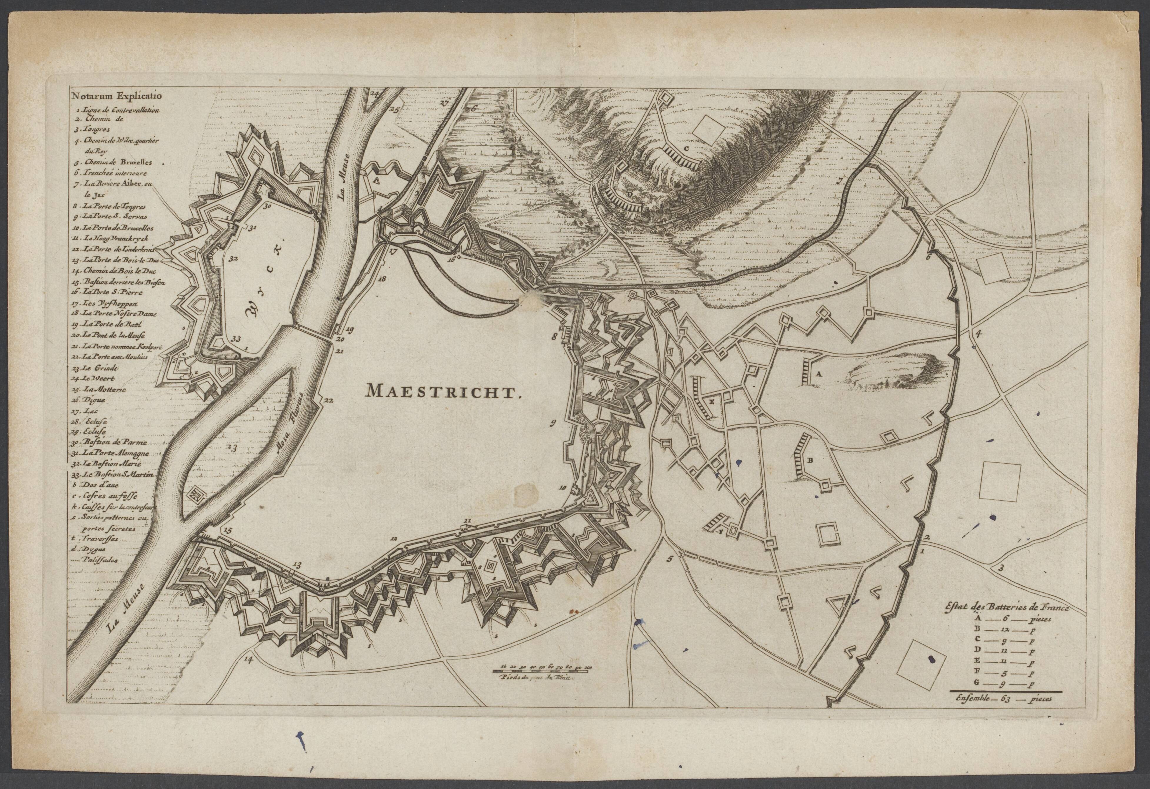 Maastricht I - Algemeen — Plattegrond Frans beleg van Maastricht [1673?] — Foto: Onbekend / Publiek Domein of Rechtenvrij. Licentie: Set B: Rechtenvrij / Publiek Domein. Bron: Nationaal Archief. http://hdl.handle.net/10648/ff0dd03e-a0d0-cc5c-99fe-fe5721d58c94