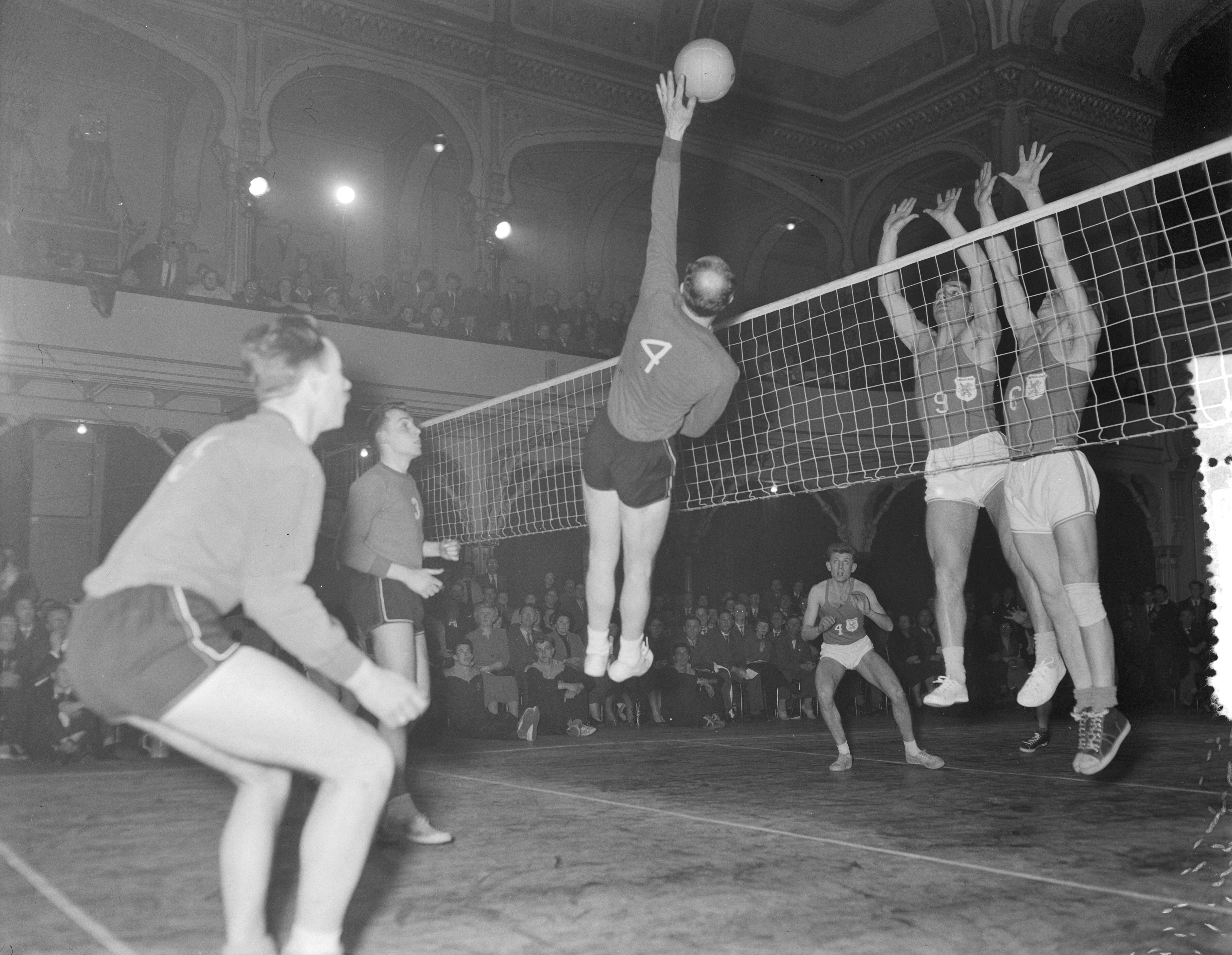 Fotocollectie Anefo — Volleybal. Nederland tegen België 3-1 — Foto: Rossem, Wim van / Anefo. Licentie: Set B: Rechtenvrij / Publiek Domein. Bron: Nationaal Archief. http://hdl.handle.net/10648/a943b12c-d0b4-102d-bcf8-003048976d84