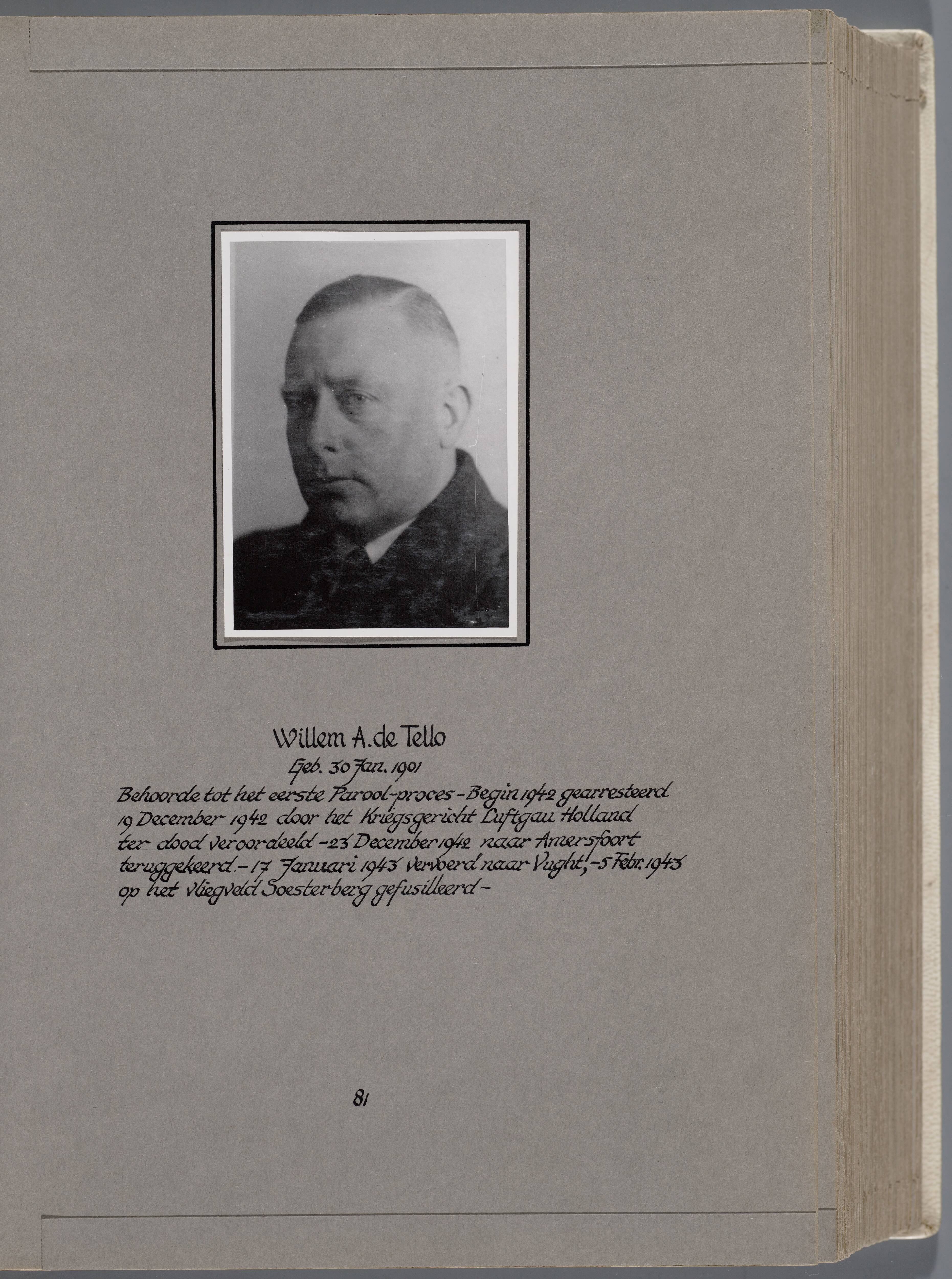 Stichting Oranjehotel: Doodenboeken Willem Adolf de Tello