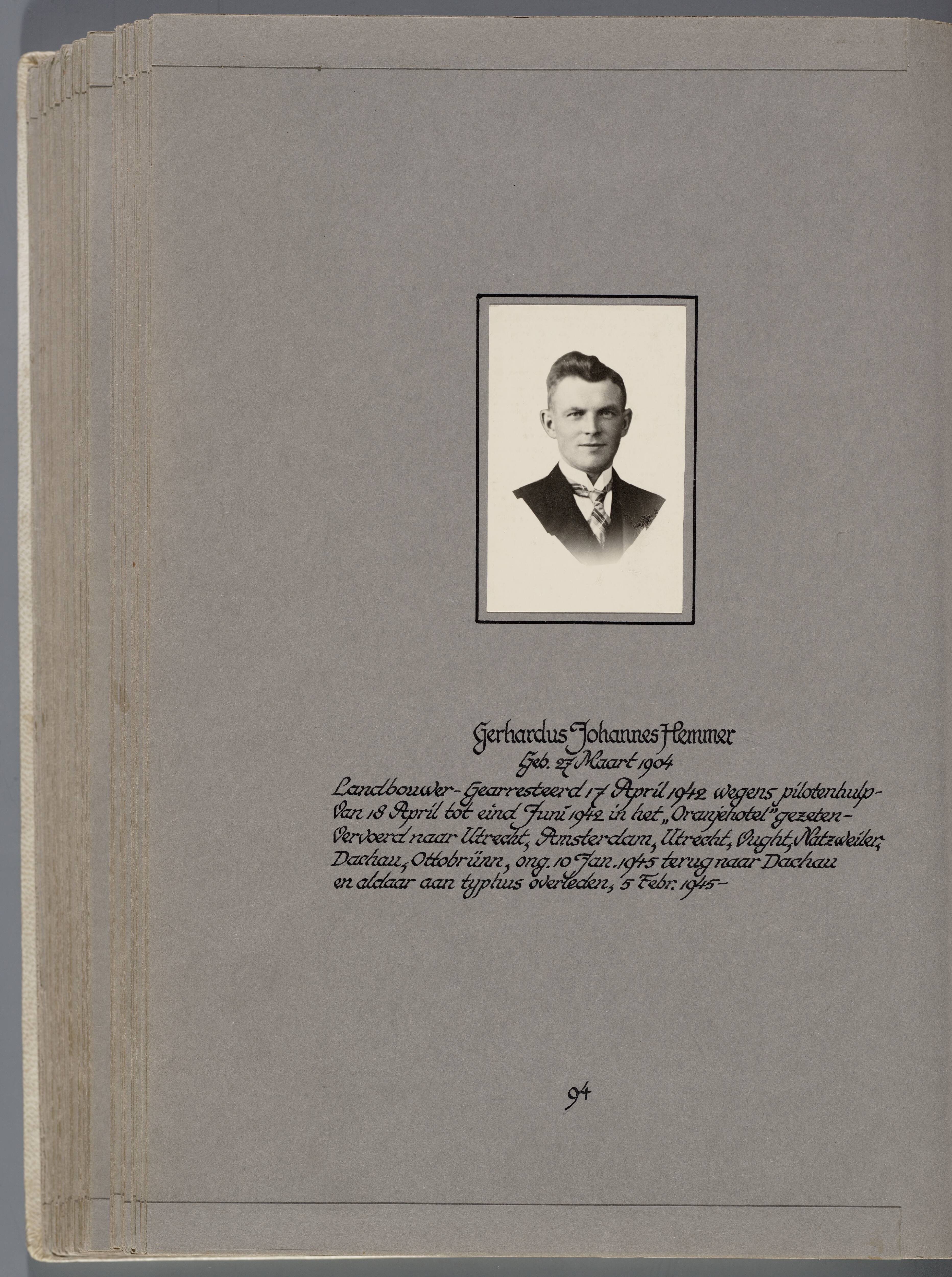 Stichting Oranjehotel: Doodenboeken Gerhardus Johannes Hemmer