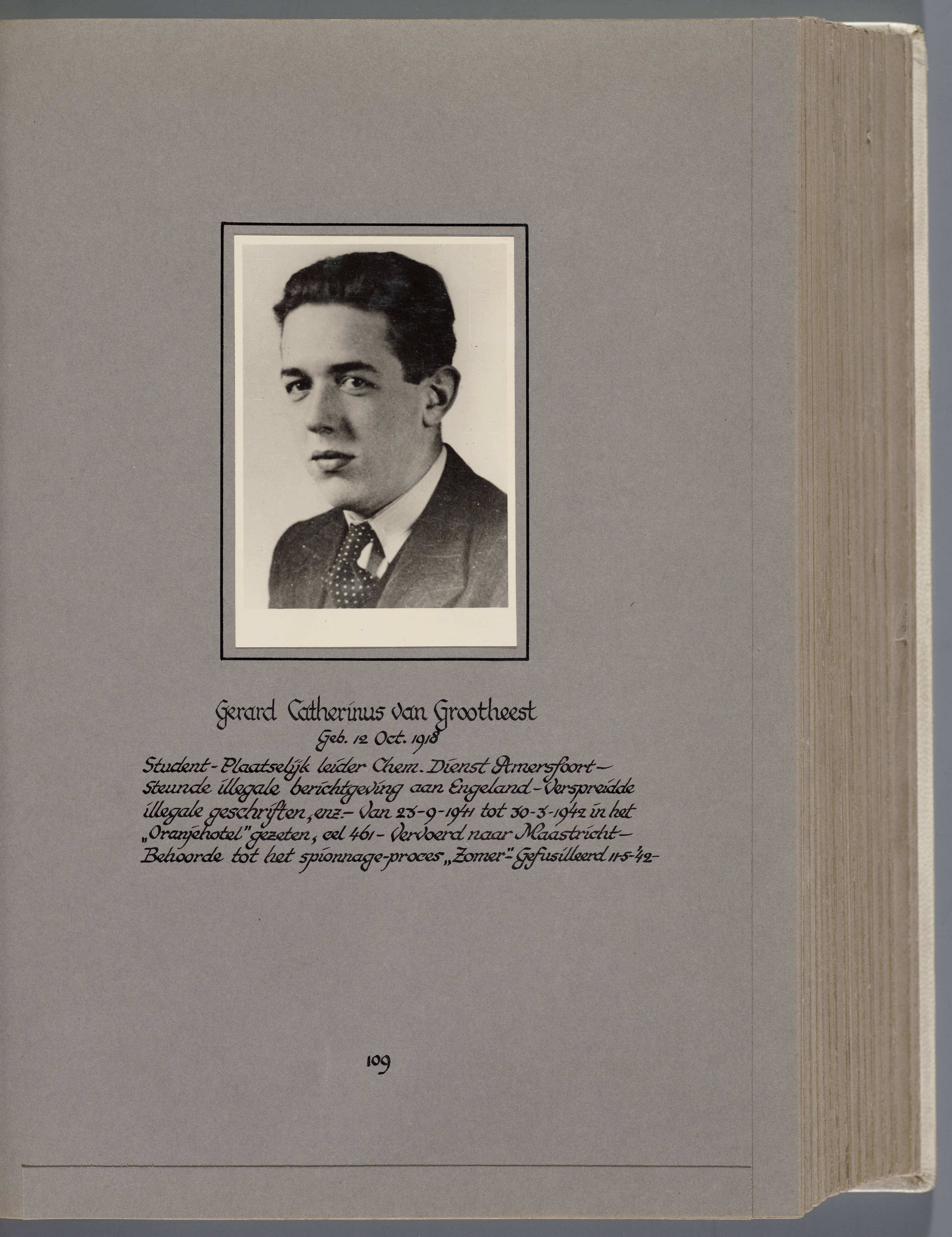 Stichting Oranjehotel: Doodenboeken Gerard Catharinus van Grootheest