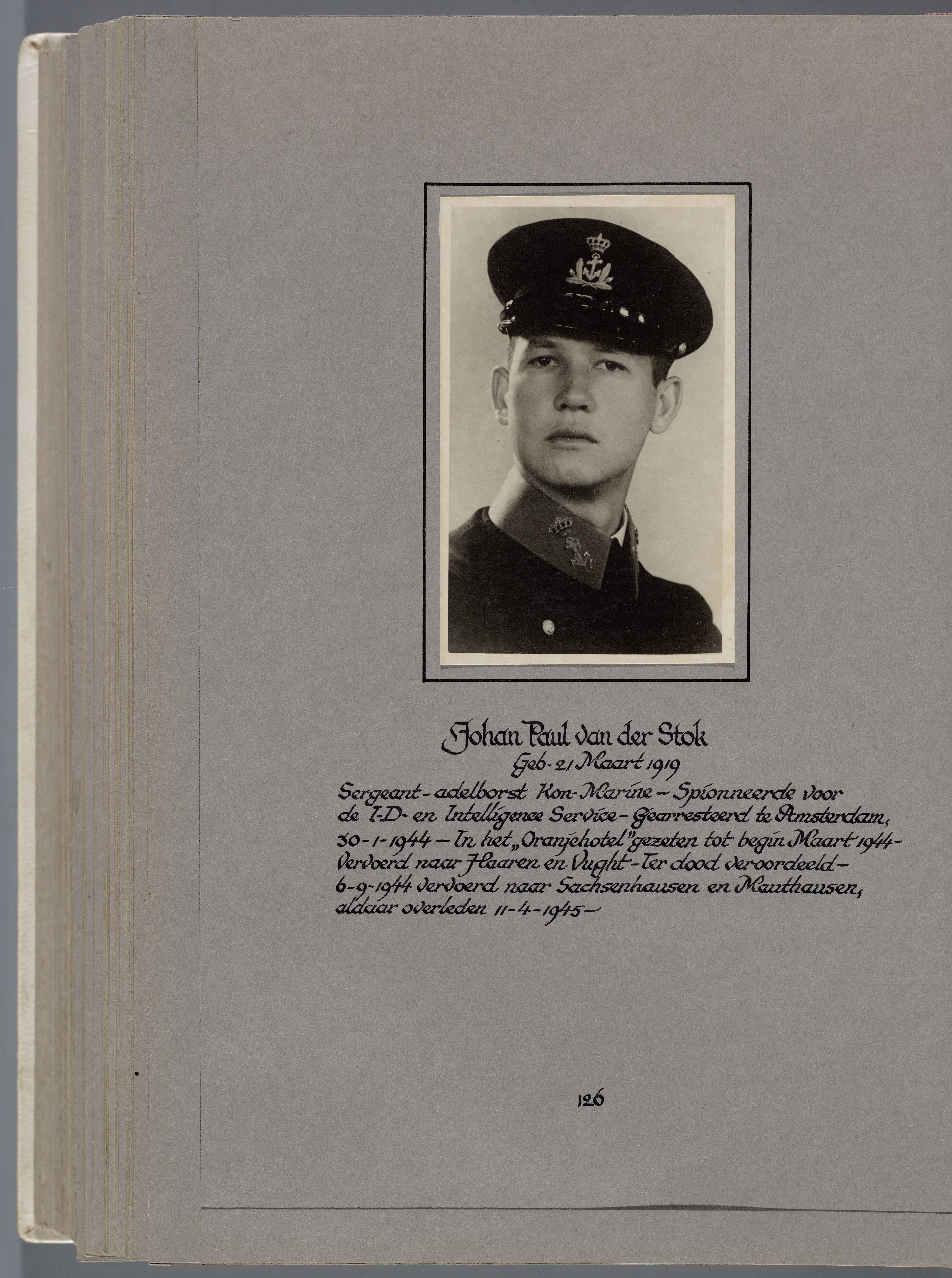 Stichting Oranjehotel: Doodenboeken Johan Paul van der Stok